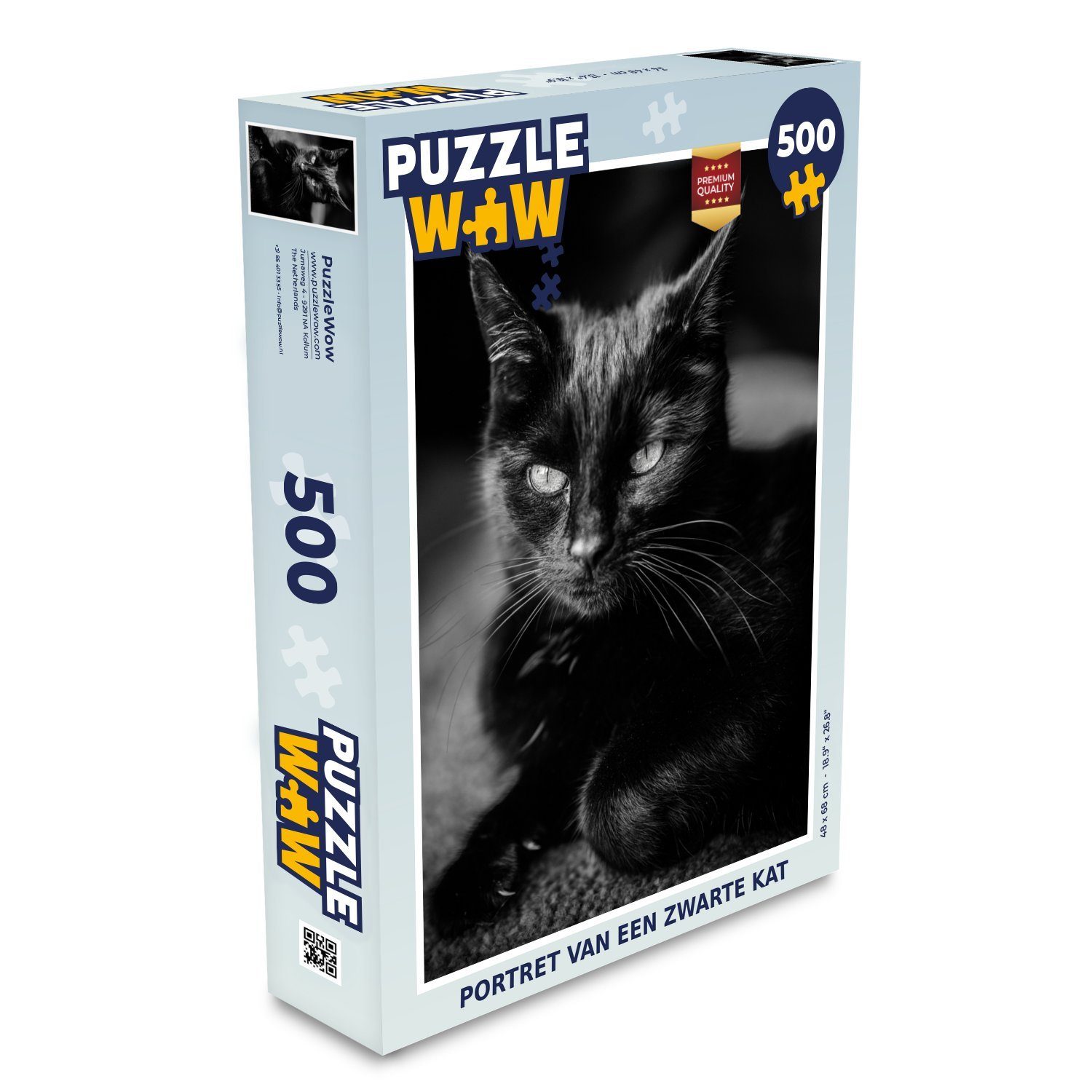 MuchoWow Puzzle Porträt einer schwarzen Katze, 500 Puzzleteile, Foto-Puzzle, Bilderrätsel, Puzzlespiele, Spielzeug