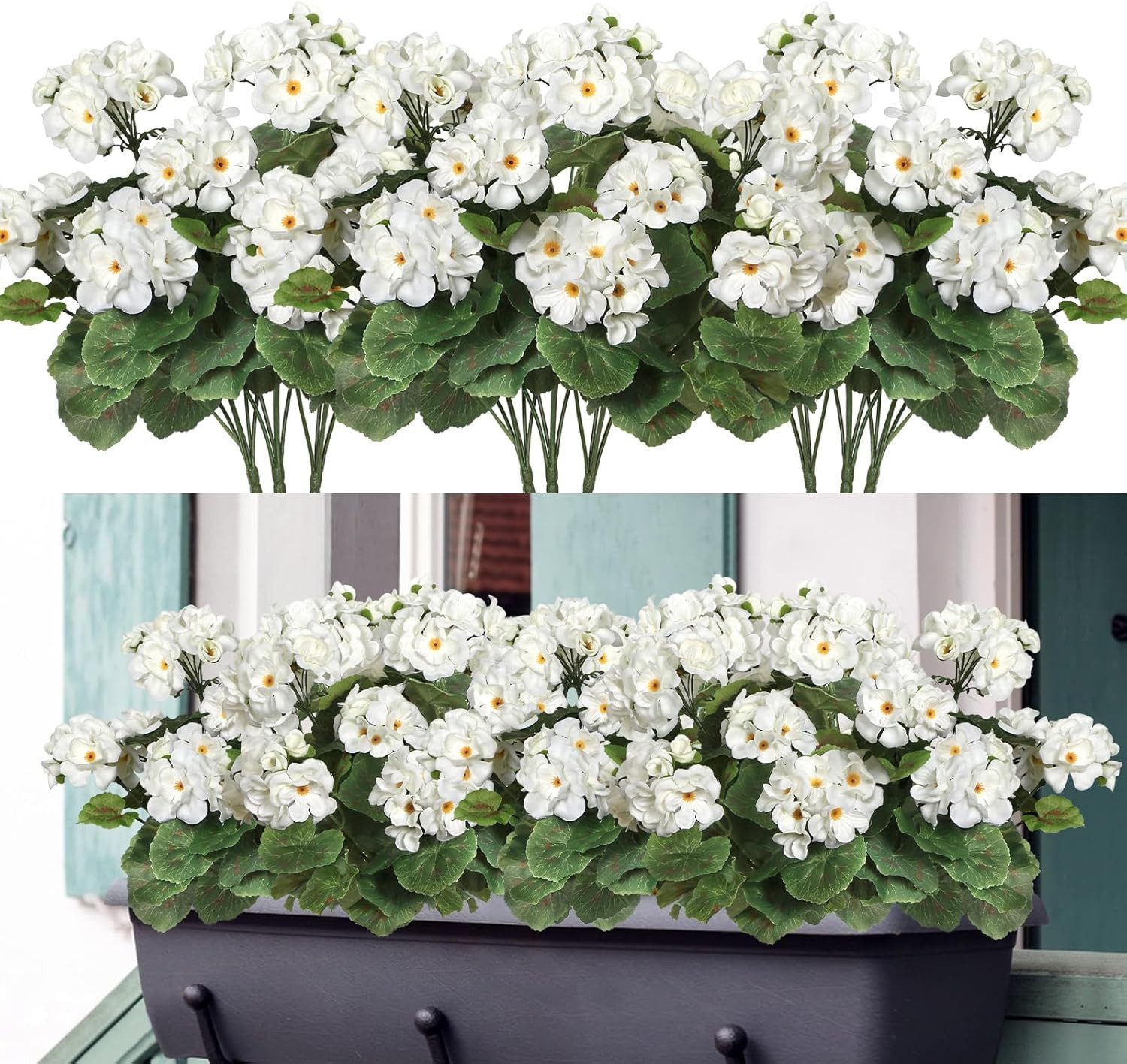 Kunstblumenstrauß Künstliche Geranienblumen UV-beständig, lebensechte Simulation, Diwzbyn