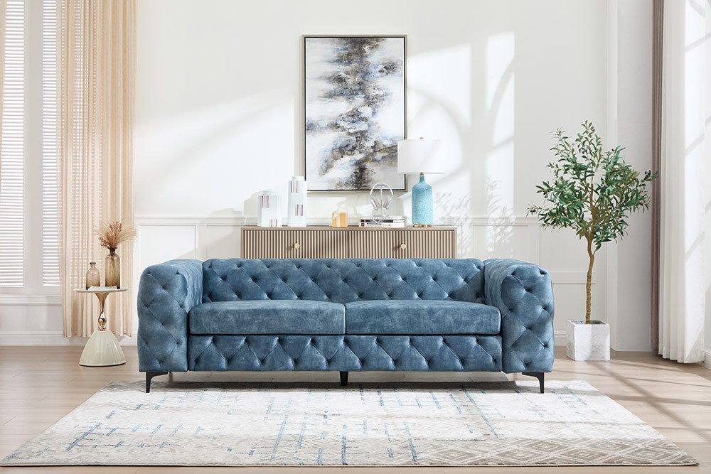 riess-ambiente 3-Sitzer MODERN BAROCK 235cm petrol - Samt, 3-Sitzer, Federkern, Chesterfield, Einzelartikel 1 Teile, Moderner Dreisitzer - ideal f. ein komforta – Bild 4 von 5