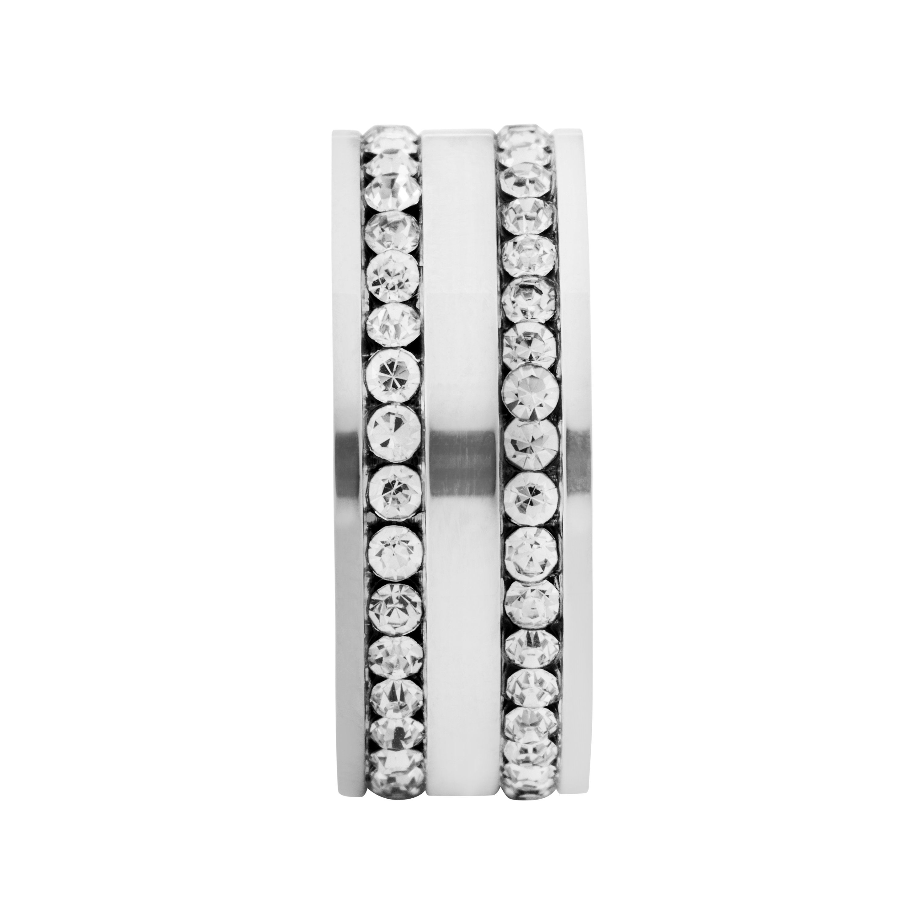 meditoys Fingerring Damen-Edelstahlring · silberfarben mit Kristallen