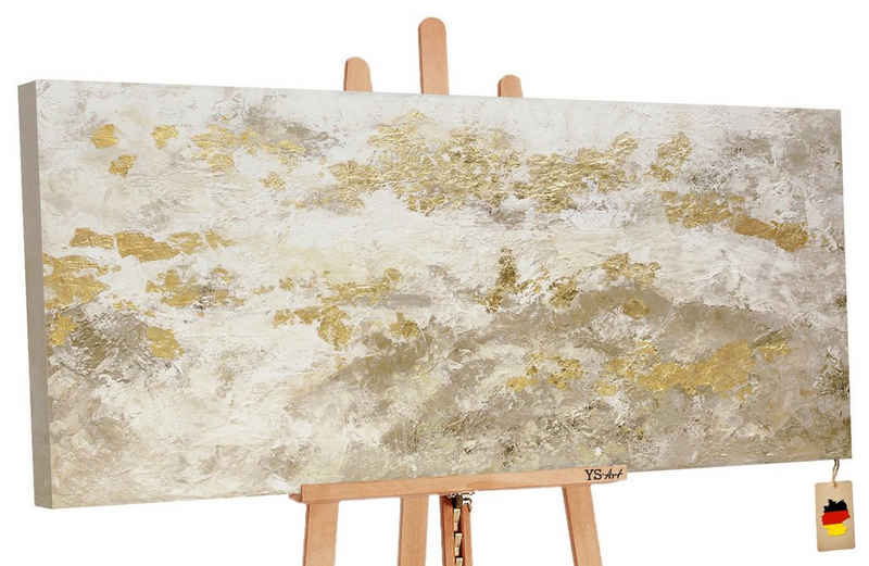YS-Art Gemälde »Glänzendes Gold«, Abstraktion, Leinwand Bild Handgemalt Abstrakt Gold Gelbe Beige