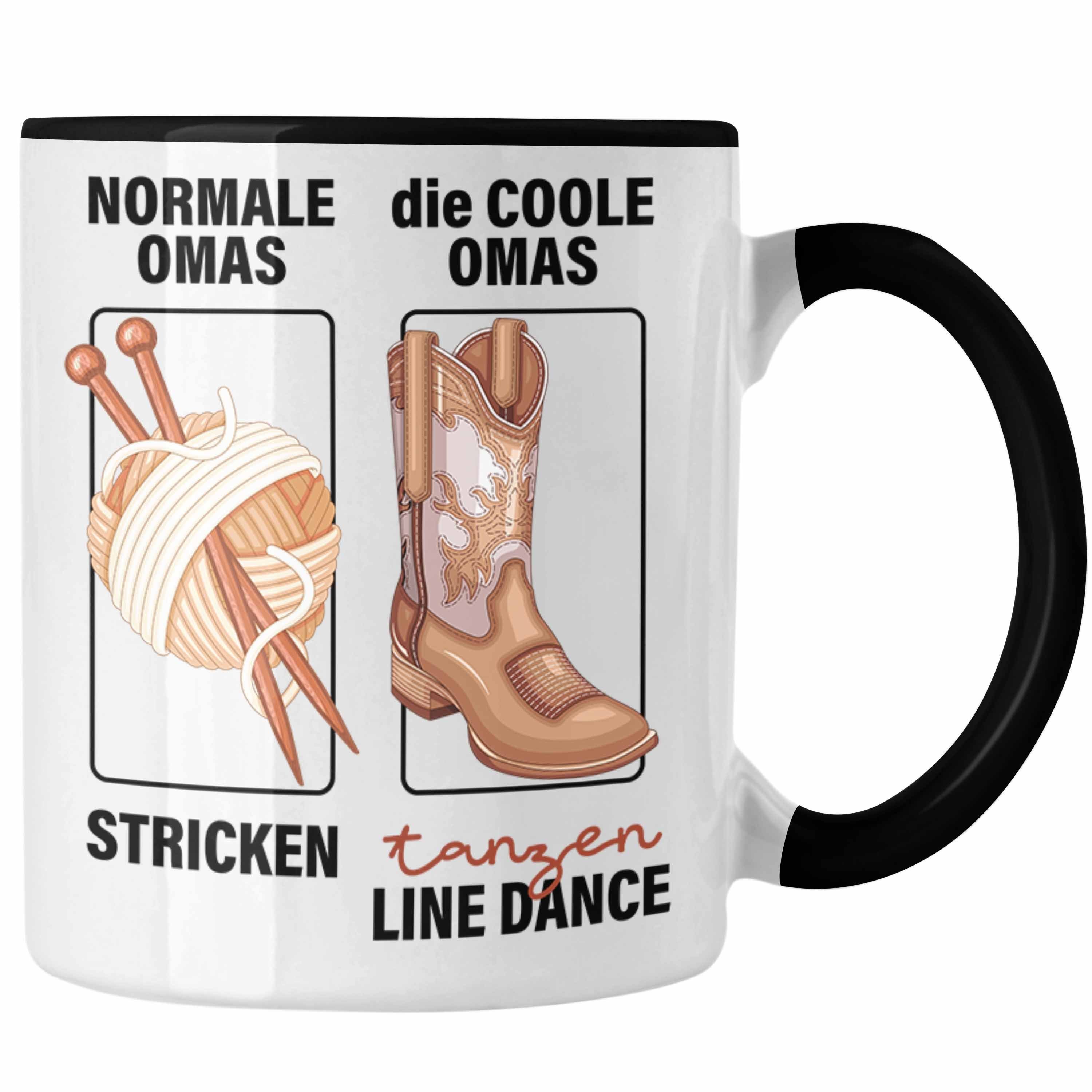 Trendation Tasse Line Dance Oma Tasse Geschenk Normale Omas Stricken Socken Coole Omas Schwarz
