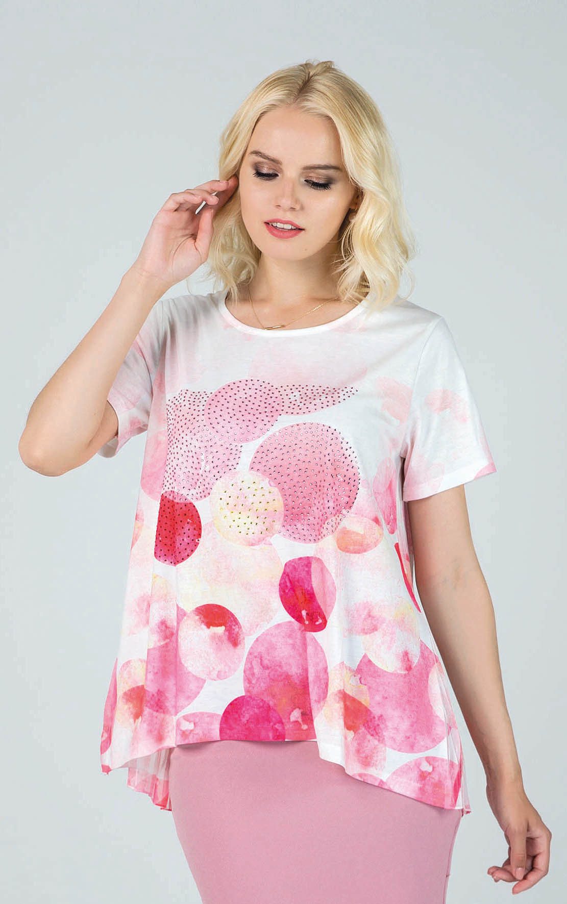 Passioni T-Shirt in Rosa mit Strasssteinen günstig online kaufen