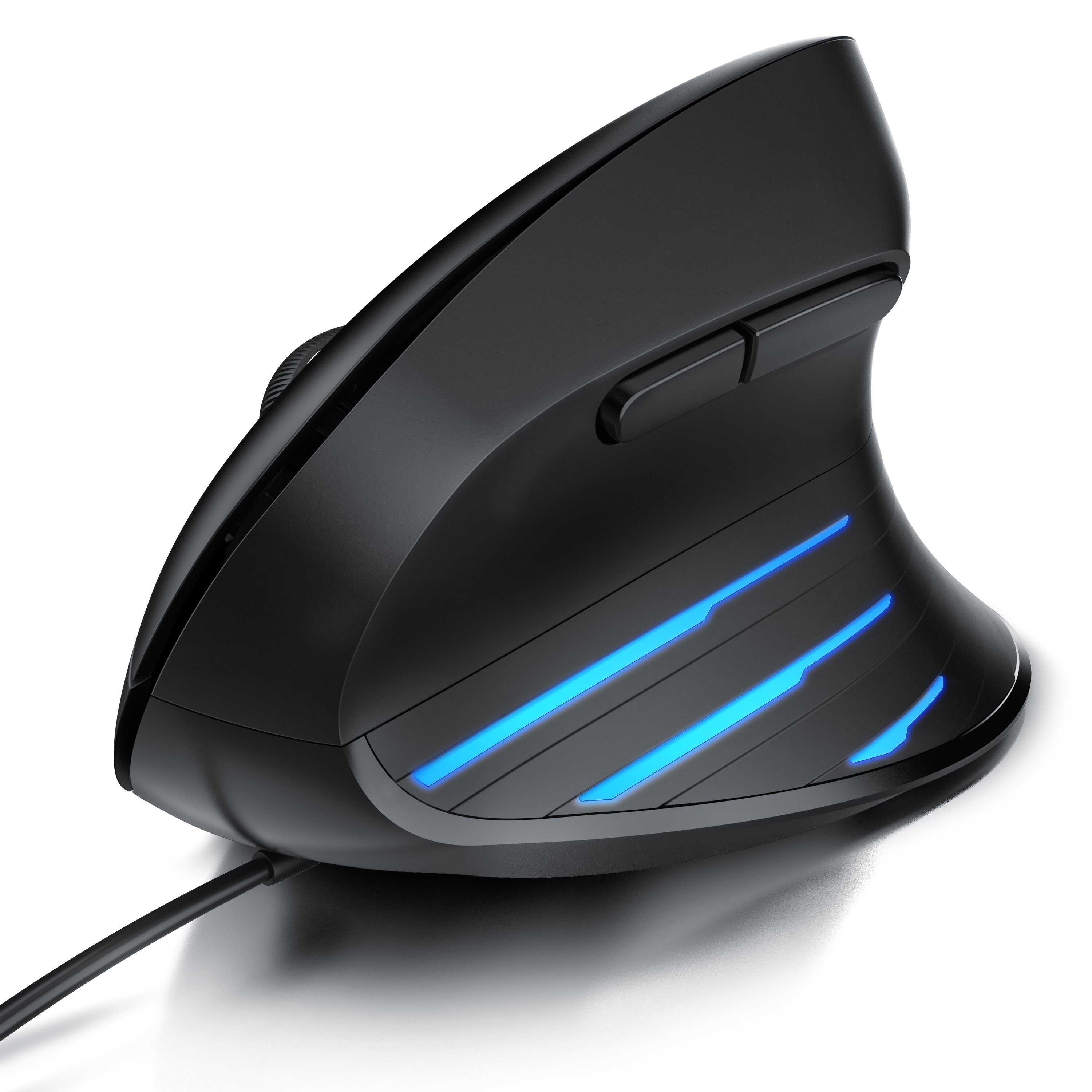 CSL ergonomische Maus (kabelgebunden, USB, Maus mit Kabel, 6400 DPI, Maus 6  Tasten, für Rechtshänder, mit seitlichen LEDs, Ergonomische Maus,  kompatibel mit PC und Mac)