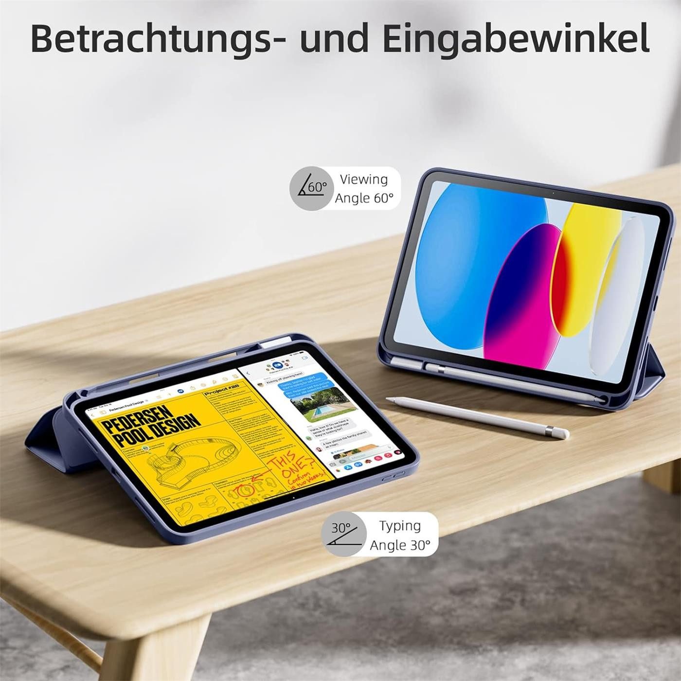 CoolGadget Tablet-Hülle Smart Cover für Apple iPad 10.9 2022, Schutz Tasche aufstellbar mit Stift Halter für iPad 10.9 2022 – Bild 5 von 5