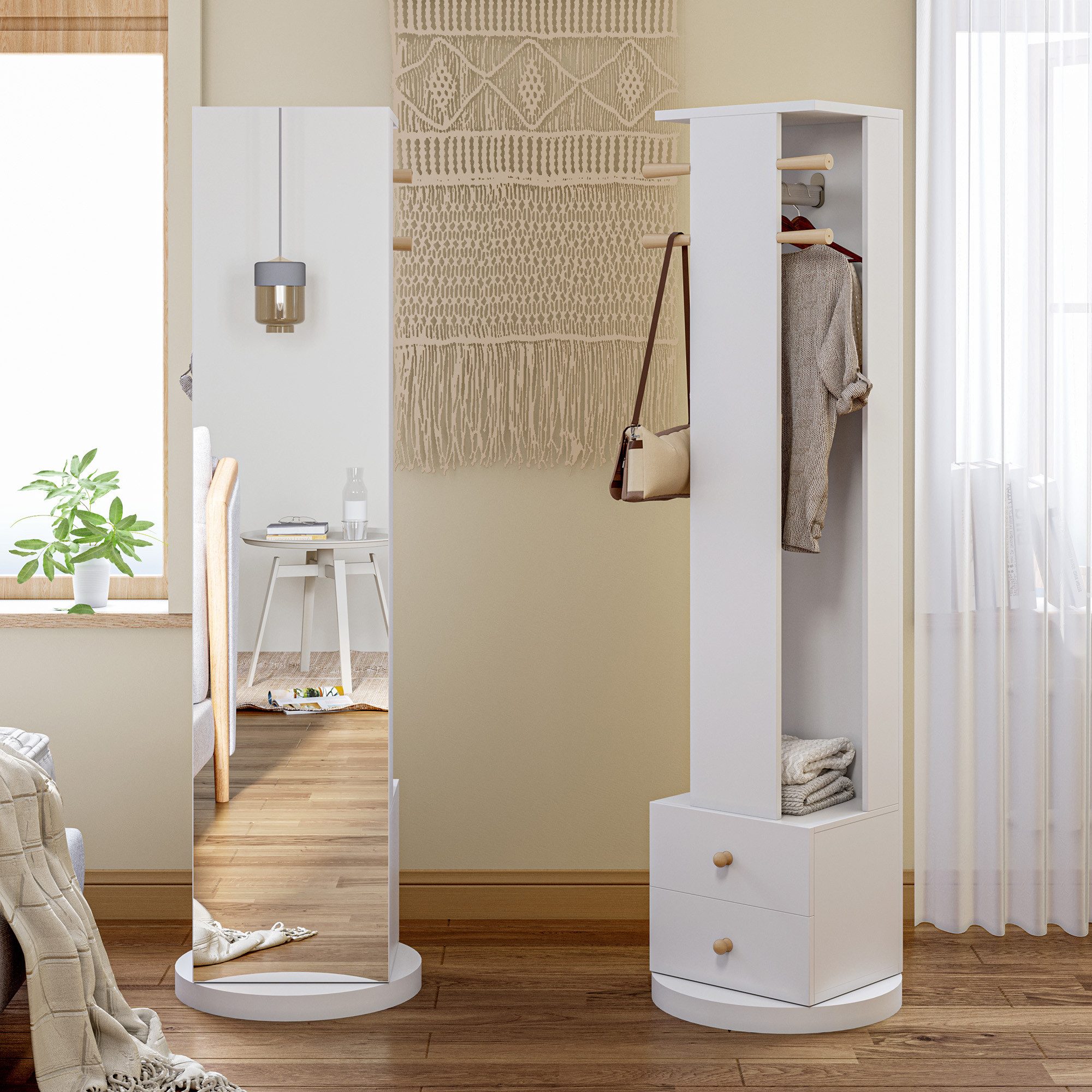 Furnishings Home Ganzkörperspiegel 360° drehbarer Ganzkörperspiegel mit Gar günstig online kaufen