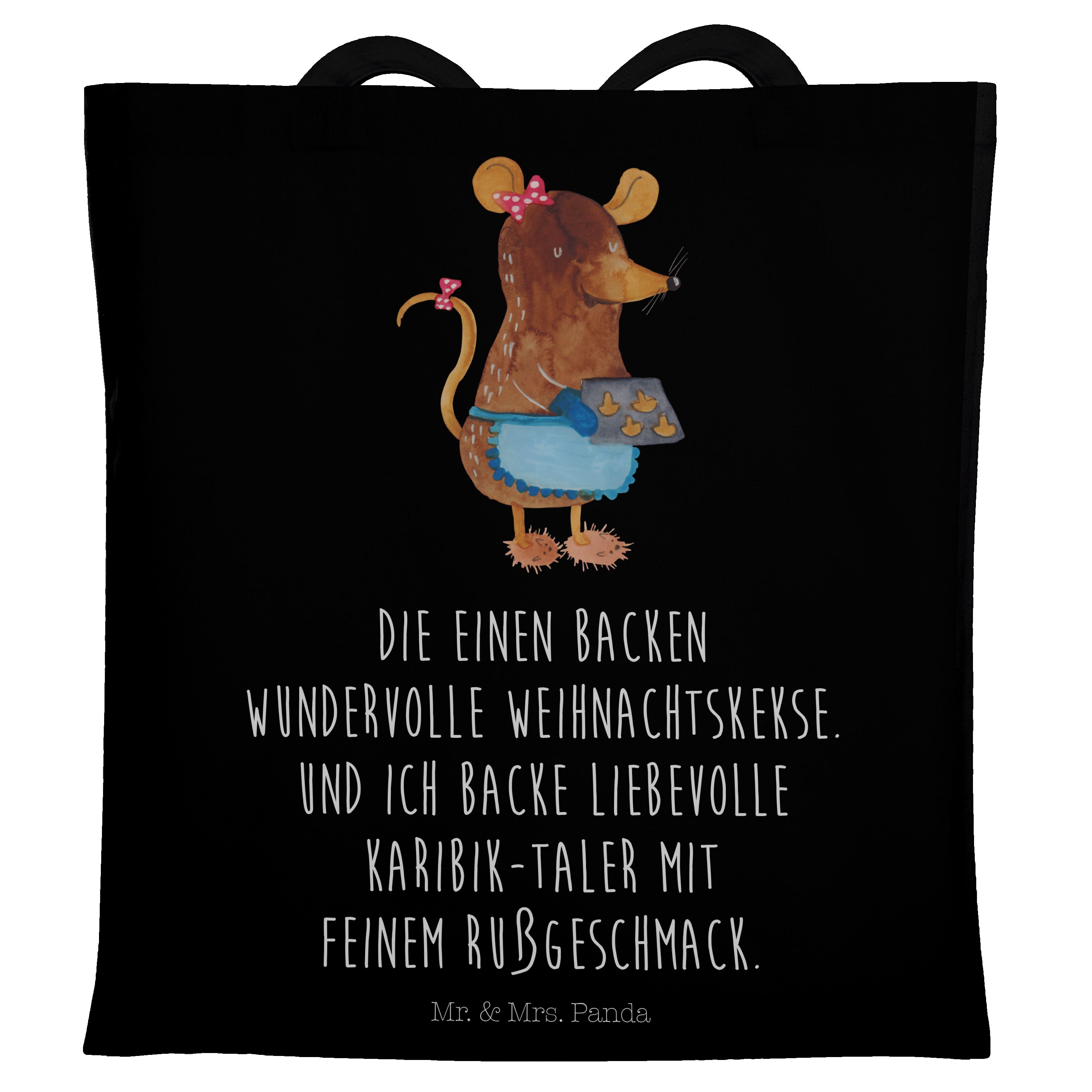 Tragetasche Mr. & Winter, Mrs. Geschenk, Weih - Schwarz Maus Plätzchen, Panda Heiligabend, Kekse (1-tlg) -