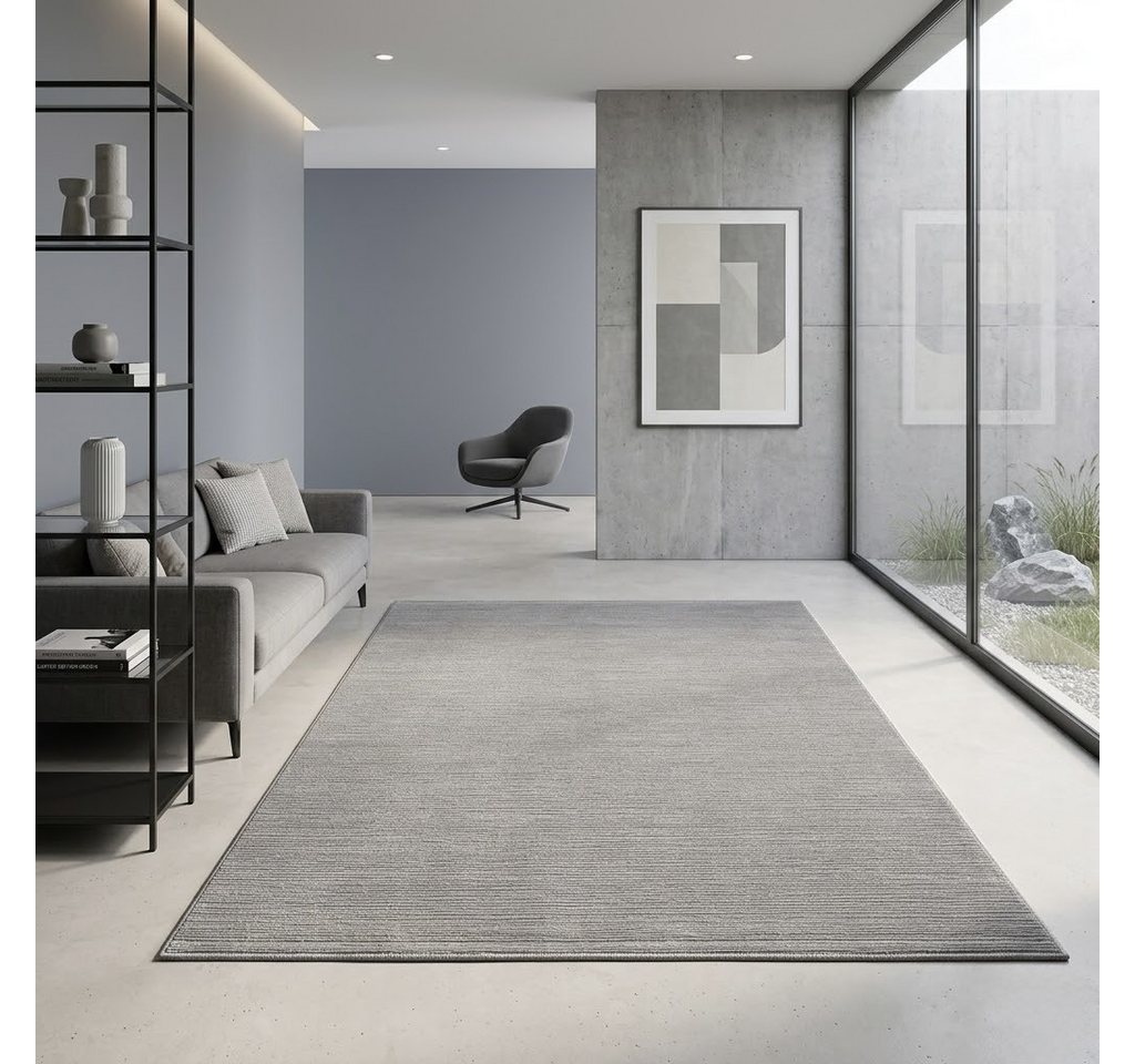 Sehrazat Teppich LIMA, auch als Läufer und in RUnd, rechteckig, Höhe: 10 mm, Kurzflor, Linienstruktur, leichter Glanz, Wohnzimmer