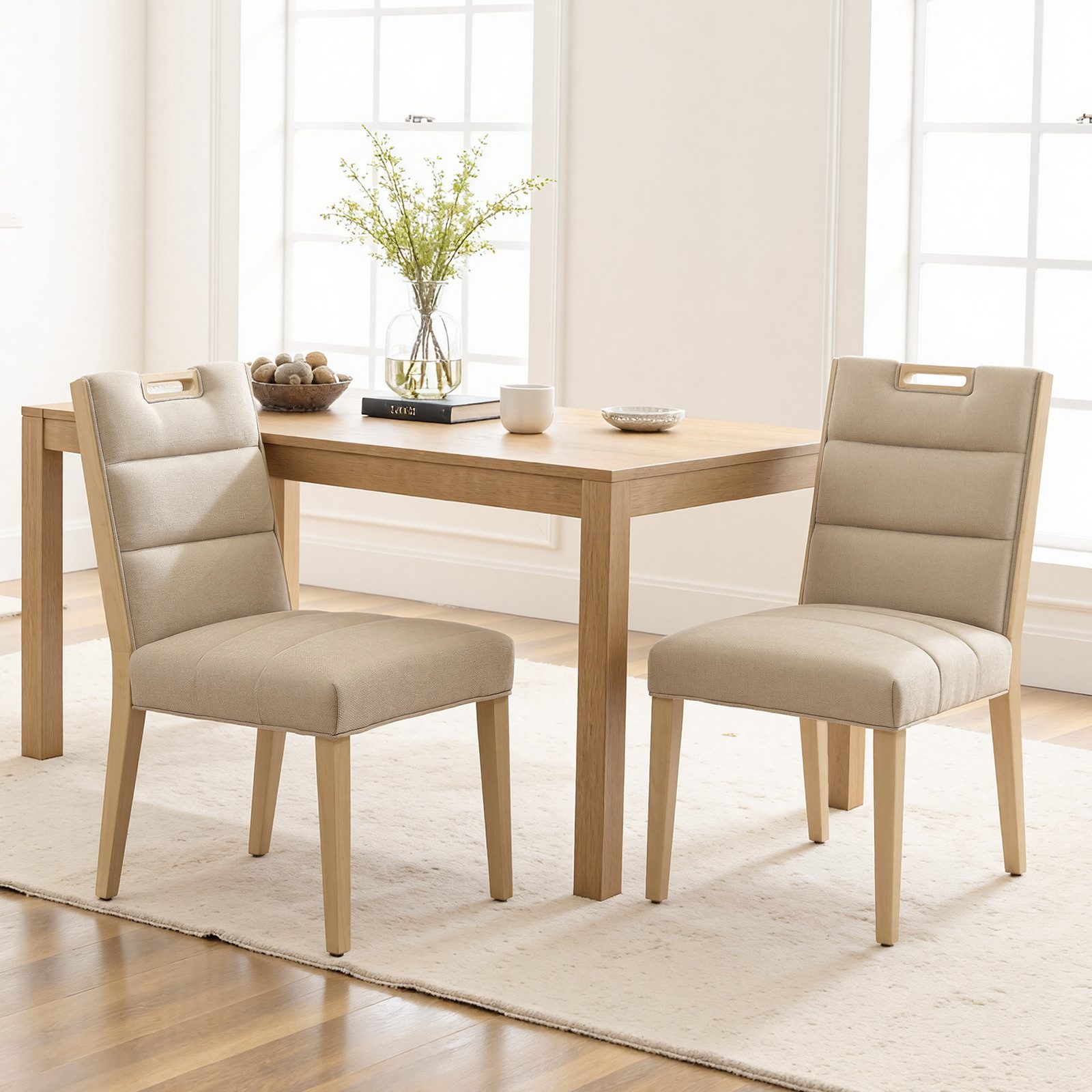 CHAIRUS Esszimmerstuhl 2er Set, armlos mit Massivholzbeinen, Polsterstuhl mit Tragegriff (2 St), Moderner Chenille-Stuhl für Esszimmer, Küche und Wohnzimmer