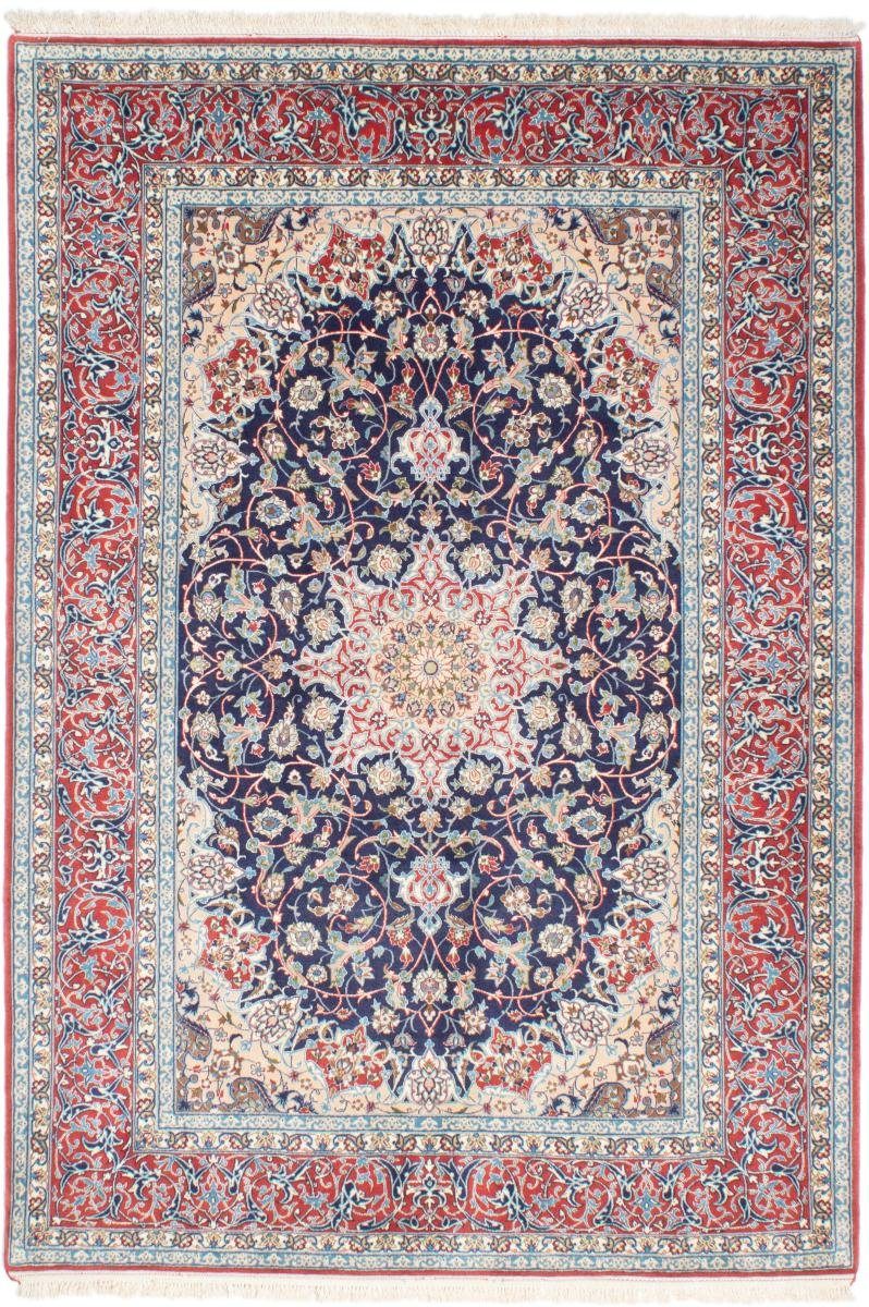 Orientteppich Isfahan Seidenkette 151x221 Handgeknüpfter Orientteppich, Nain Trading, rechteckig, Höhe: 6 mm