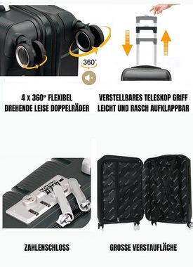 KESSMANN Kofferset Hartschalen Koffer Set 3 Teilig klein M mittel L groß XL Trolley, 4 Rollen, (Koffer-Set, 3 tlg., Leichtgewicht Rollkoffer 360° Rollen Reisen Urlaub Reisekoffer Set), Trolley Gepäckset Hartschalenkoffer Urlaubskoffer Handgepäck Organizer