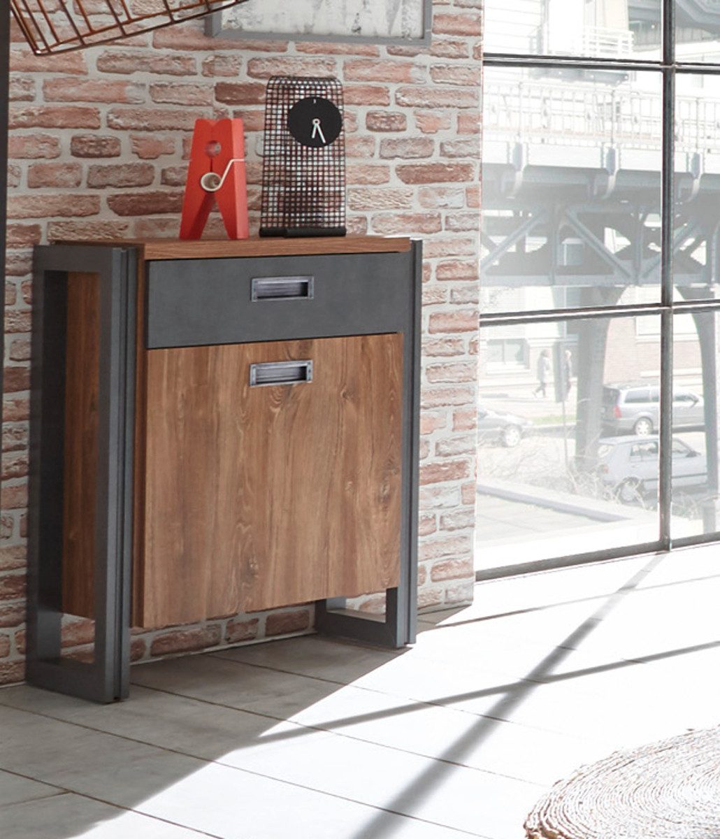 Furn.Design Kommode Auburn (Anrichte in Eiche Sterling mit Matera grau, 55 x 81 cm), Industrial Design