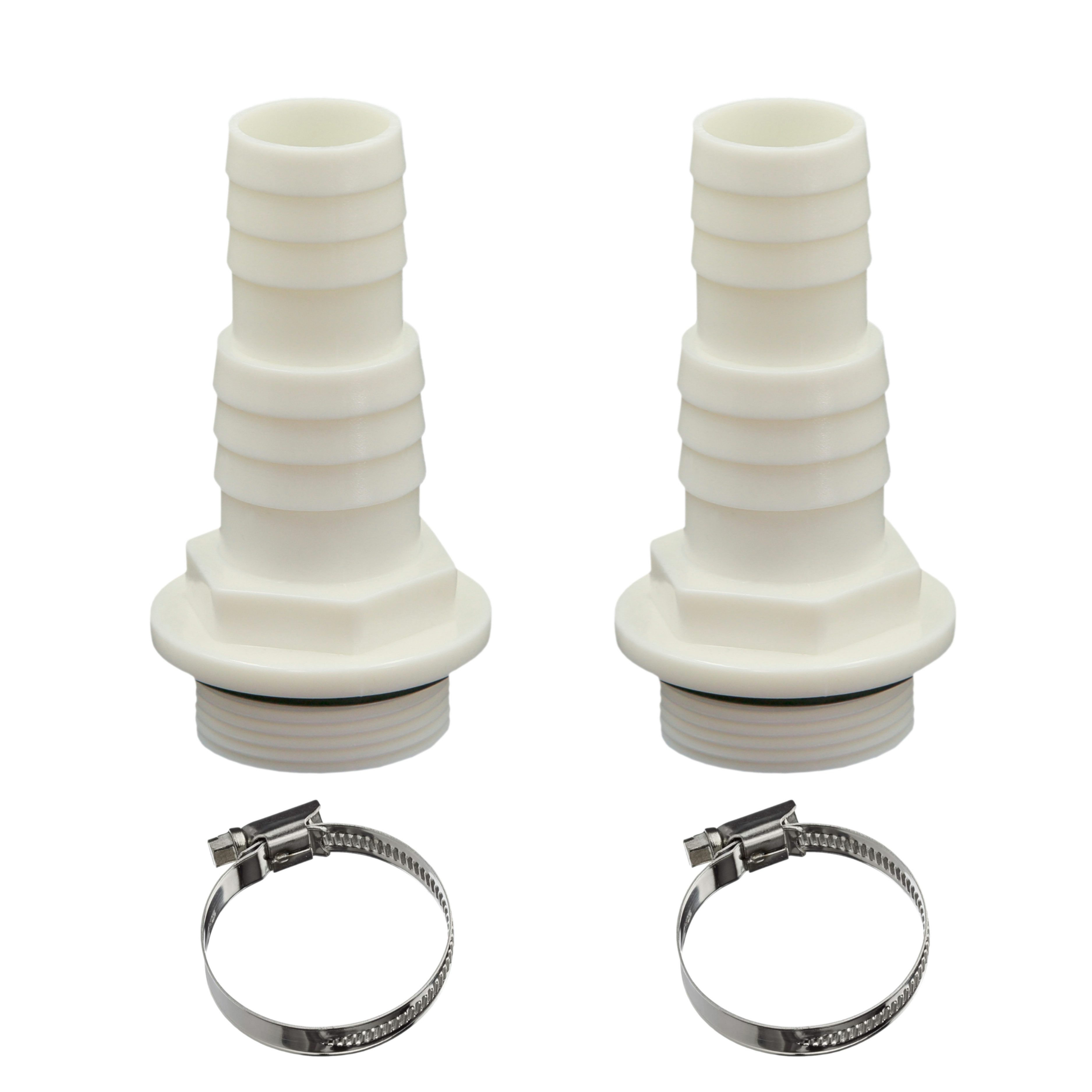 HAF Schlauchverbinder 2x ABS Schlauchtülle O-Ring 32/38mm x 1 1/2" AG + 2x Schlauchschelle, (Zum Anschluss von Sandfilteranlagen, Optimal zum Verbinden von Poolschläuchen), Aus hochwertigem und stabilem Kunststoff
