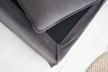 riess-ambiente Sitzhocker HEAVEN 100cm grau (Einzelartikel, 1 St), Polsterhocker · mit Federkern · für Sofas · Cord-Bezug · Landhaus