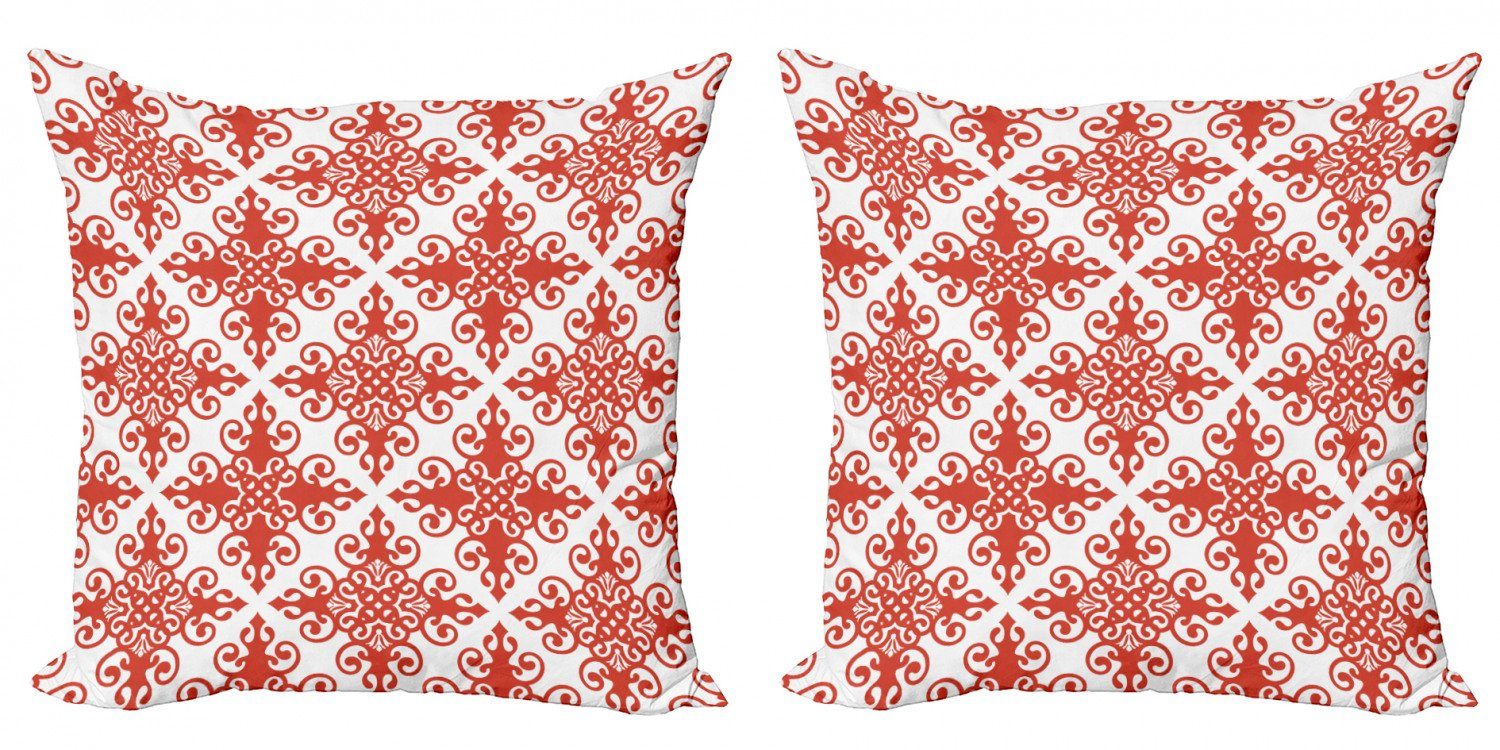 Kissenbezüge Modern Accent Doppelseitiger (2 Ornament rot Digitaldruck, Scroll West Stück), Abakuhaus