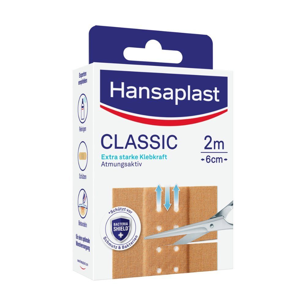 Beiersdorf AG Wundpflaster Hansaplast Classic 2 m x 6 cm - B000TGGEVY, Packung