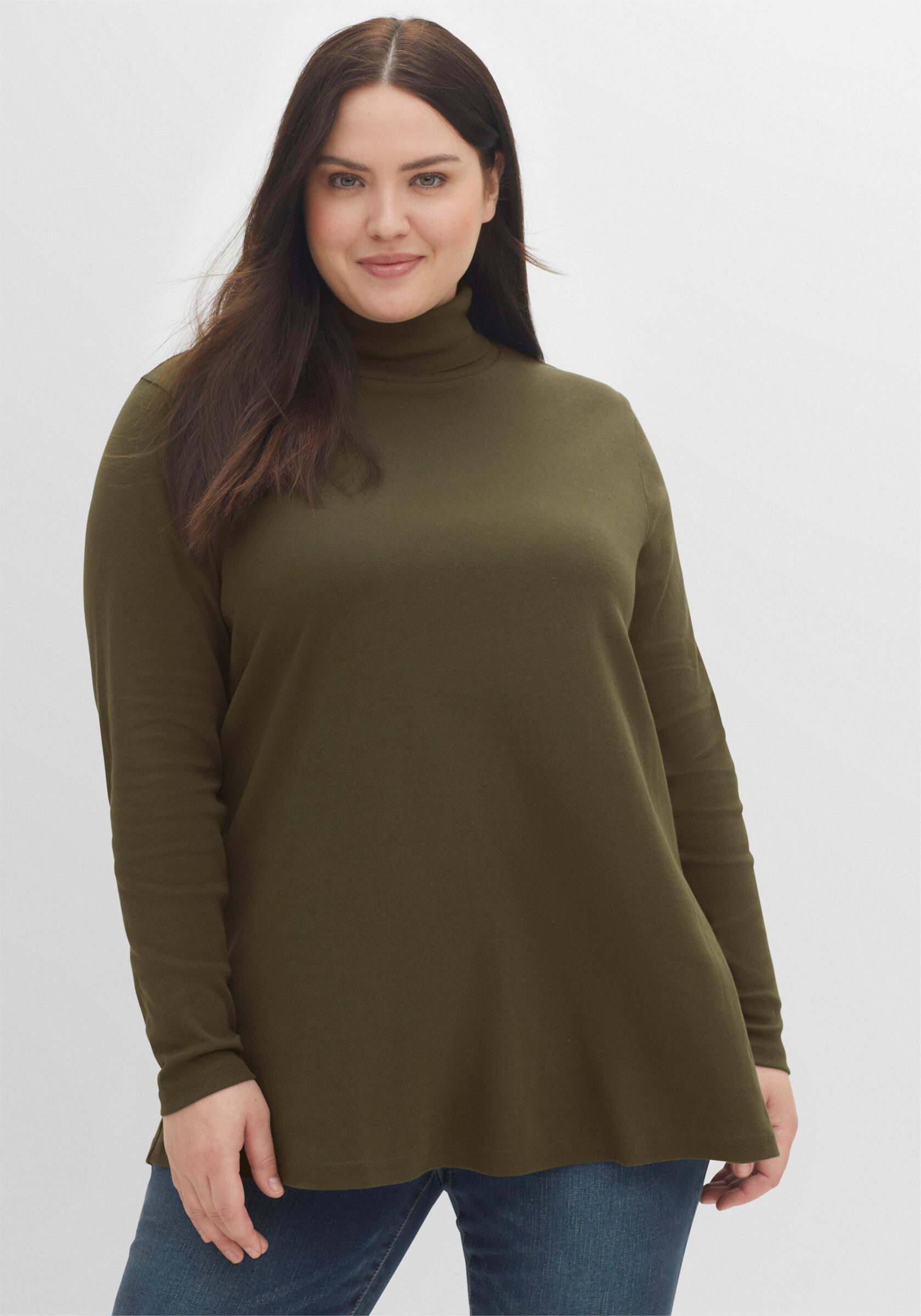 Sheego T-Shirt Rollkragenshirt . mit Rollkragen, in A-Linie günstig online kaufen