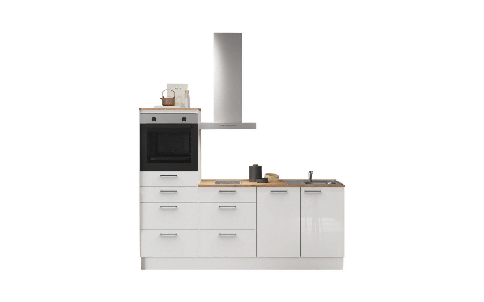 nobilia® Küchenzeile Gran, individuell anpassbar, gratis Küchenplanung mit Profis, (Breite 210 cm), vormontiert, wahlw. mit E-Geräten, inkl. Lieferung
