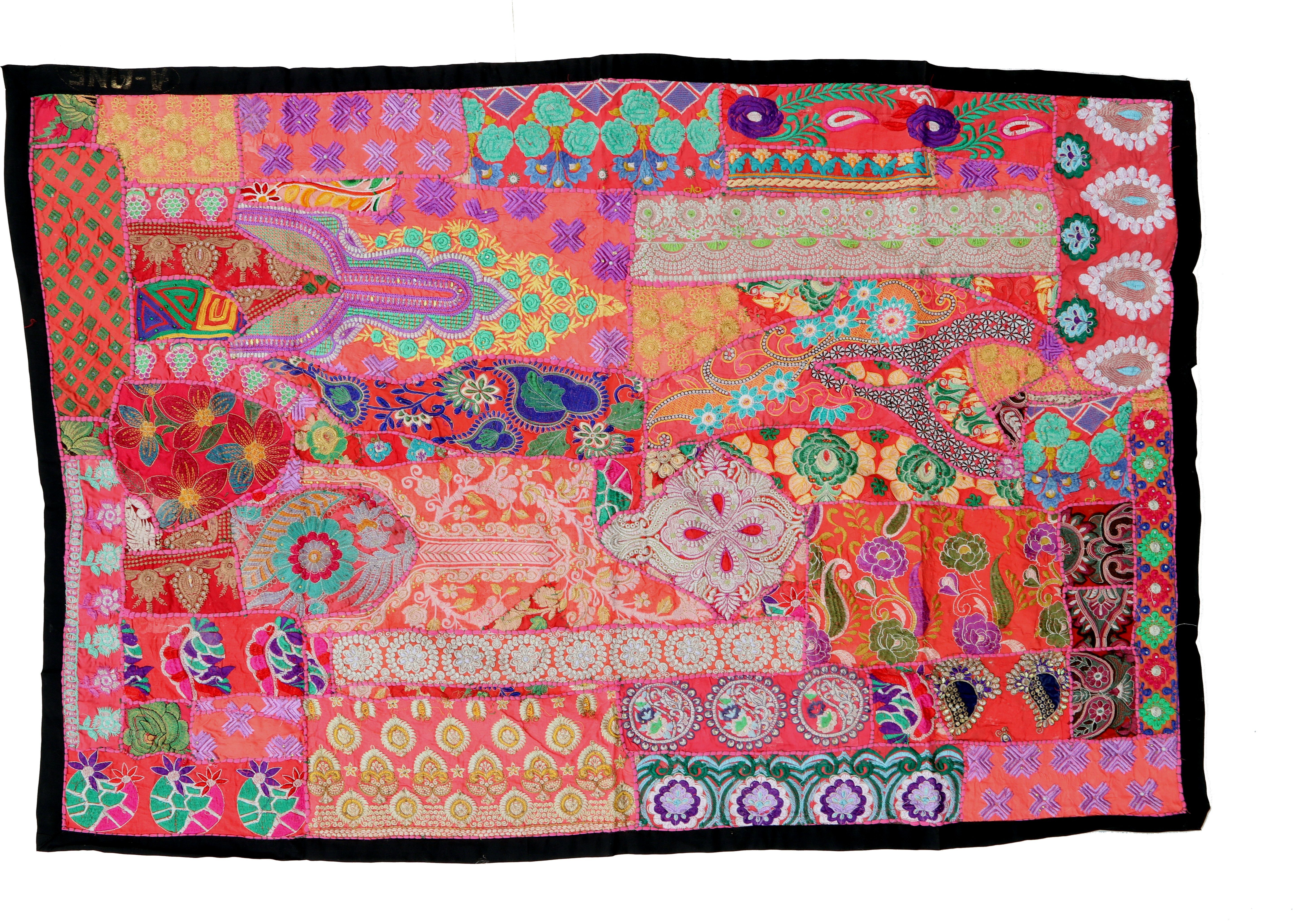 Guru-Shop Wandteppich Indischer Wandteppich Patchwork Wandbehang,.., Höhe: 100 mm