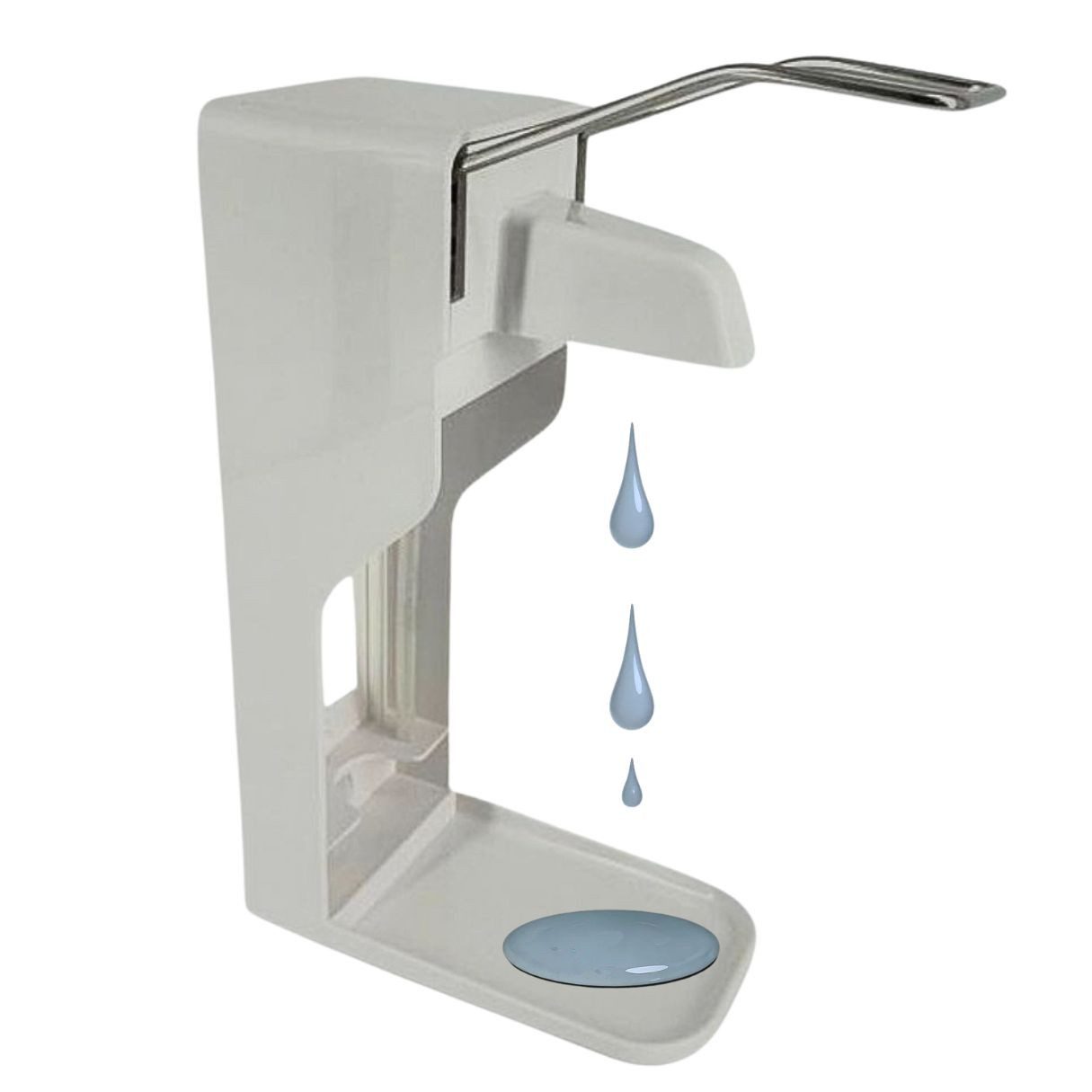 Blanco Desinfektionsmittelspender Desinfektionsspender Wand Seifenspender, Eurospender 1, 1000 ML = 1 L, Langer Armhebel + Große Auffangschale