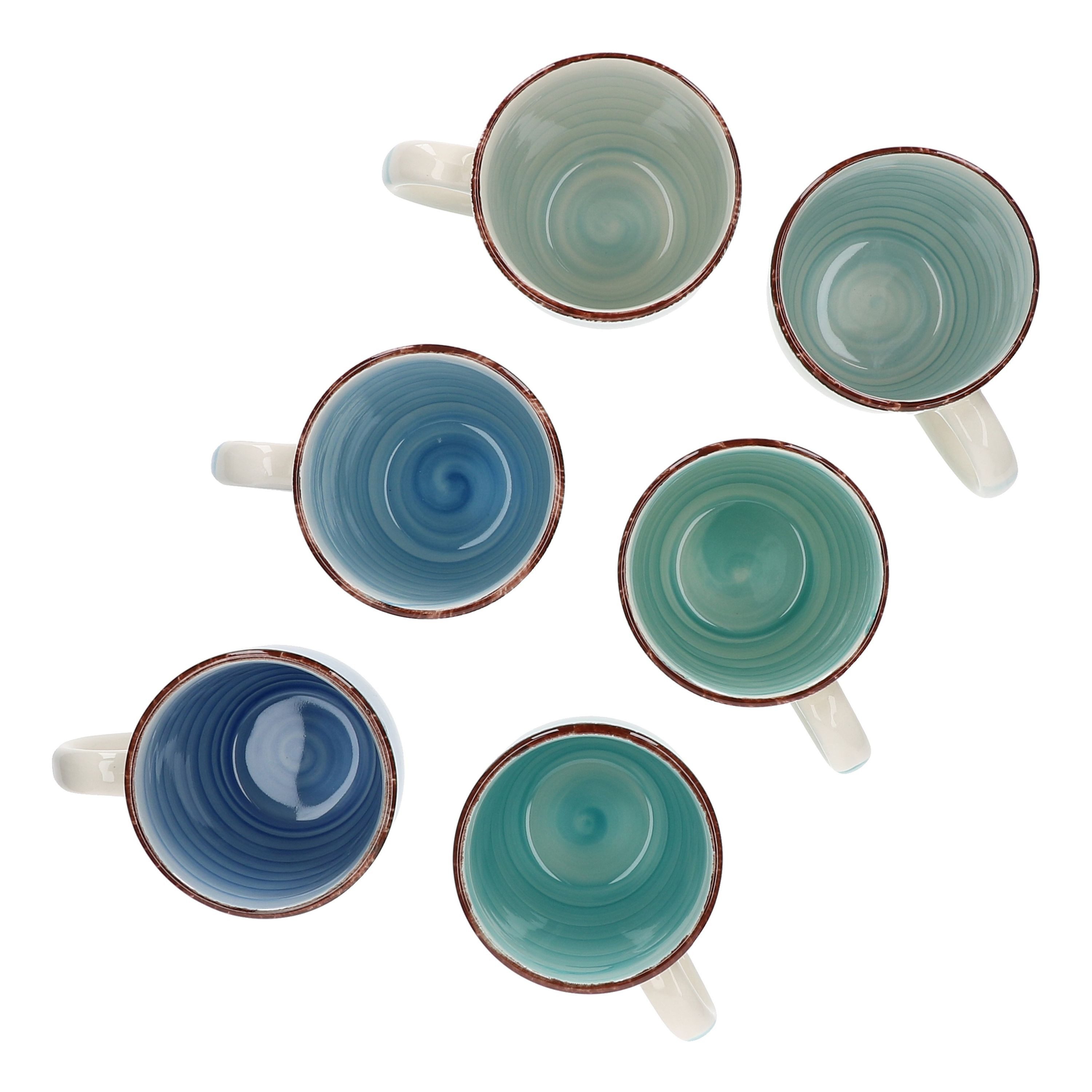 MamboCat Becher 6-tlg. Kaffeebecherset Blue 350 ml blaue Porzellan-Tassen, Steingut – Bild 3 von 4