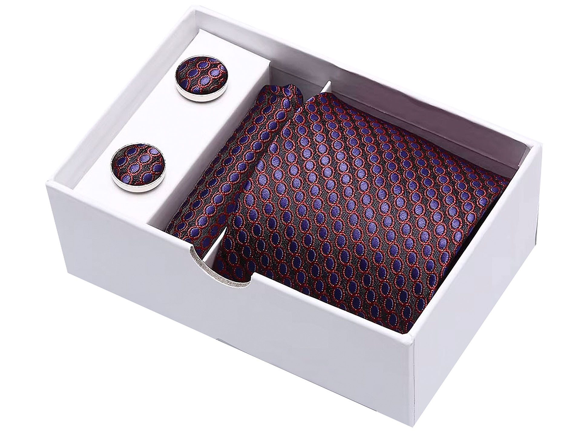 Moschen-Bayern Krawatte Seidenkrawatte Krawatte Herrenkrawatte 100% Seide 3-tlg. Geschenkbox Krawatten-Set - Krawatte + Einstecktuch + Manschettenknöpfe