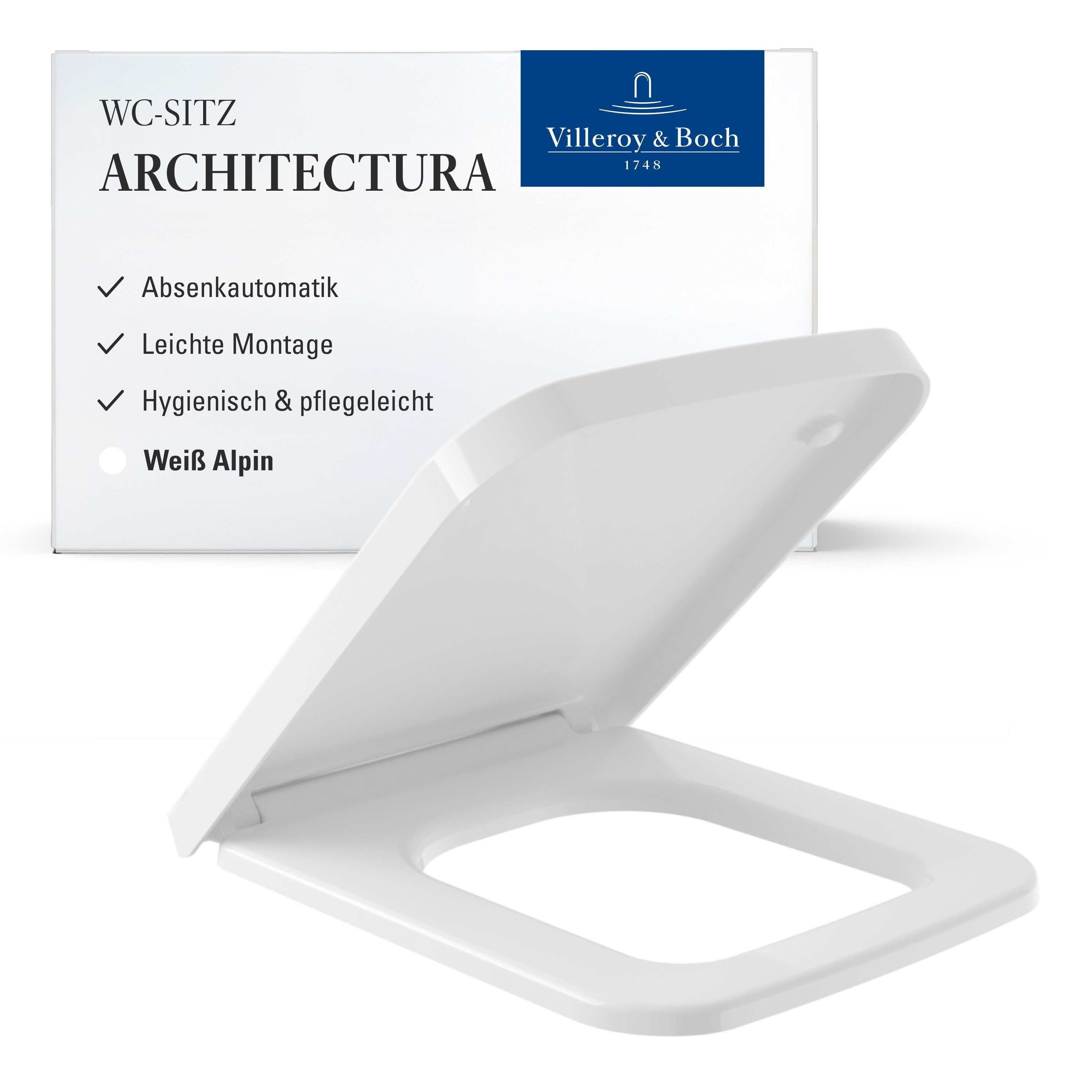 Villeroy & Boch WC-Sitz Architectura, mit Absenkautomatik, abnehmbar, aus bruchsicherem Duroplast