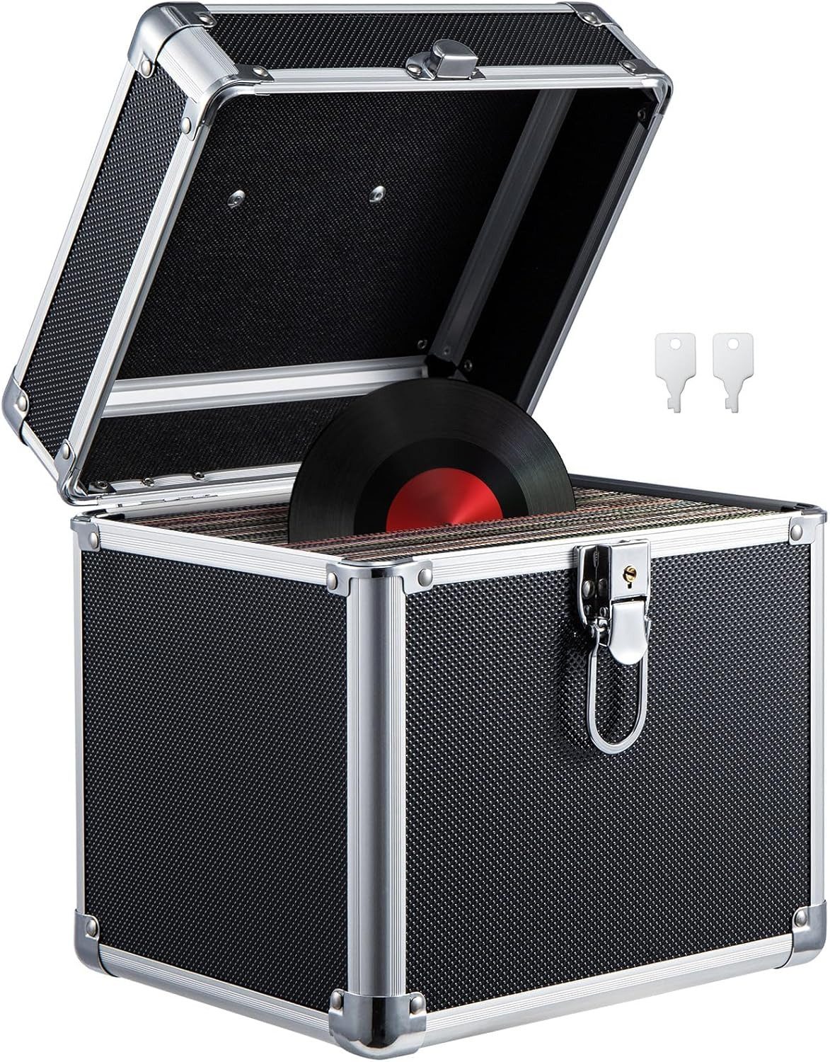 Youyijia Aufbewahrungsbox 50 LP Plattenkoffer Schallplattenkoffer günstig online kaufen
