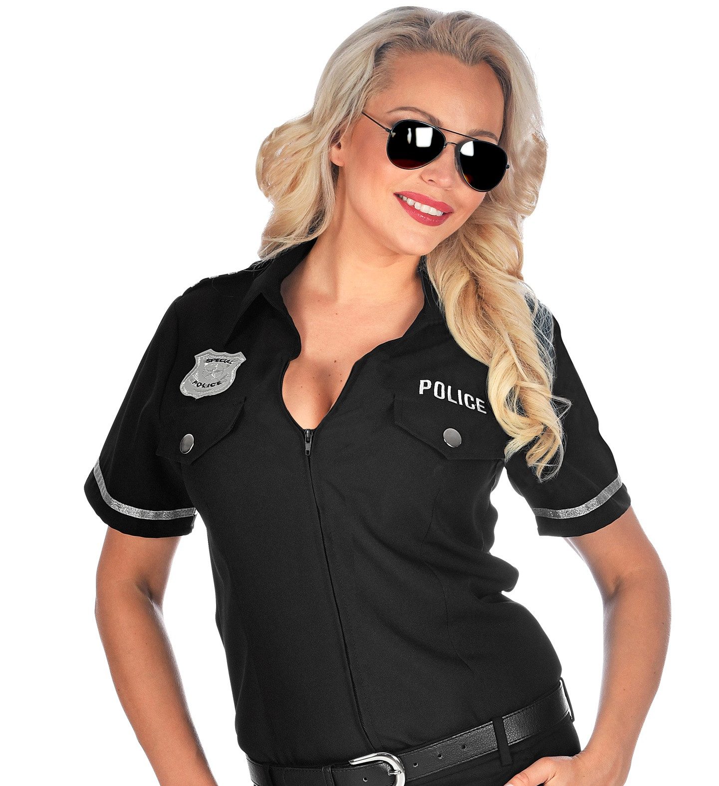Kostüm Kostüm Bluse 'Polizistin', Schwarz