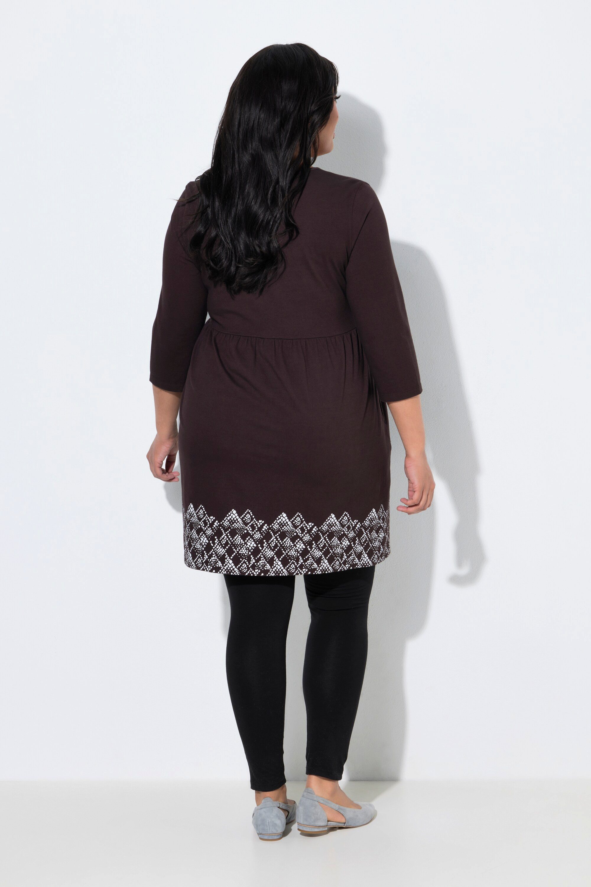 Ulla Popken Jerseykleid Longshirt Taschen V-Ausschnitt 3/4-Arm