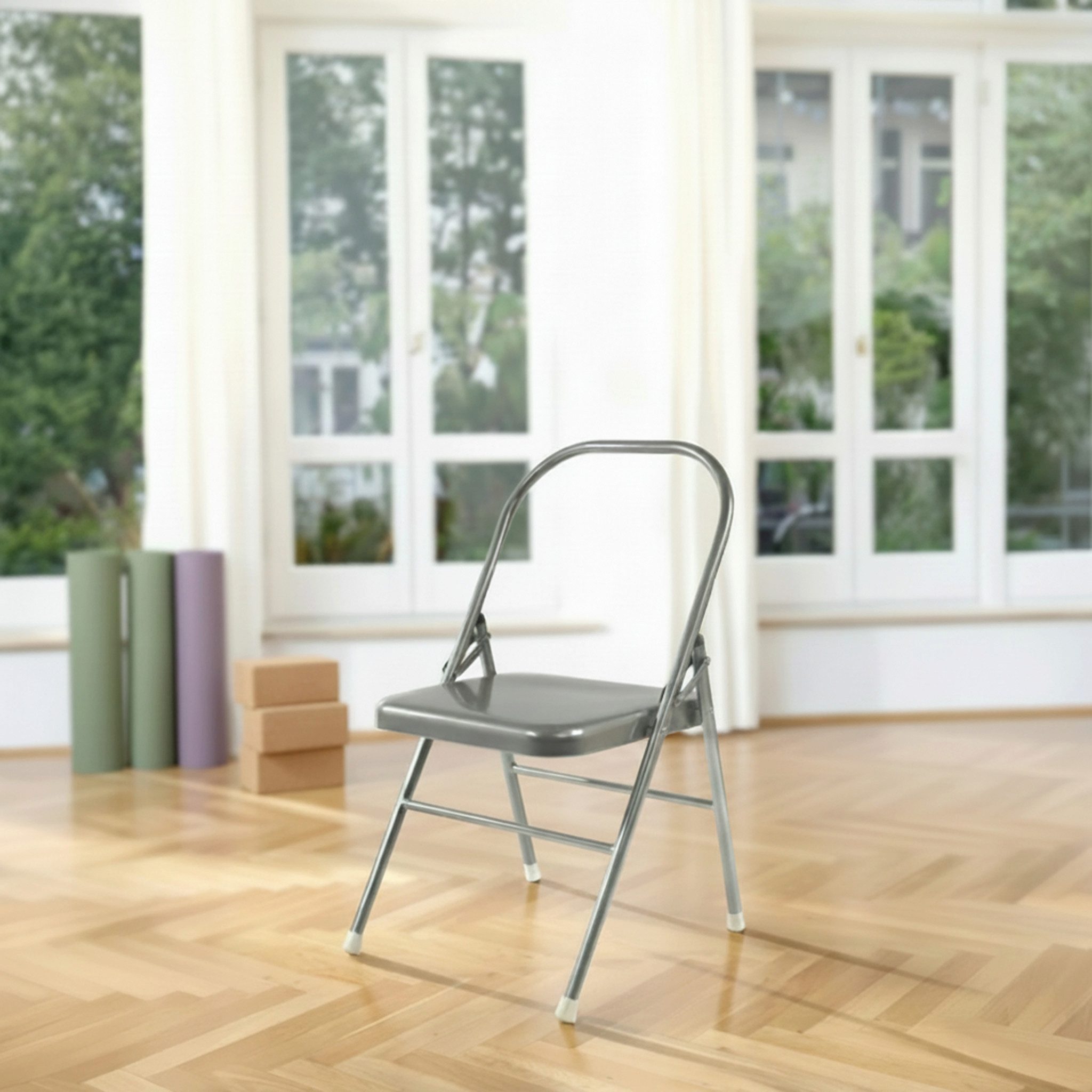 Yogistar Stuhl Yoga-Stuhl - silbergrau (Standard, 1 St), Perfekt geformtes, sehr stabiles Hilfsmittel für Asanas & Meditation