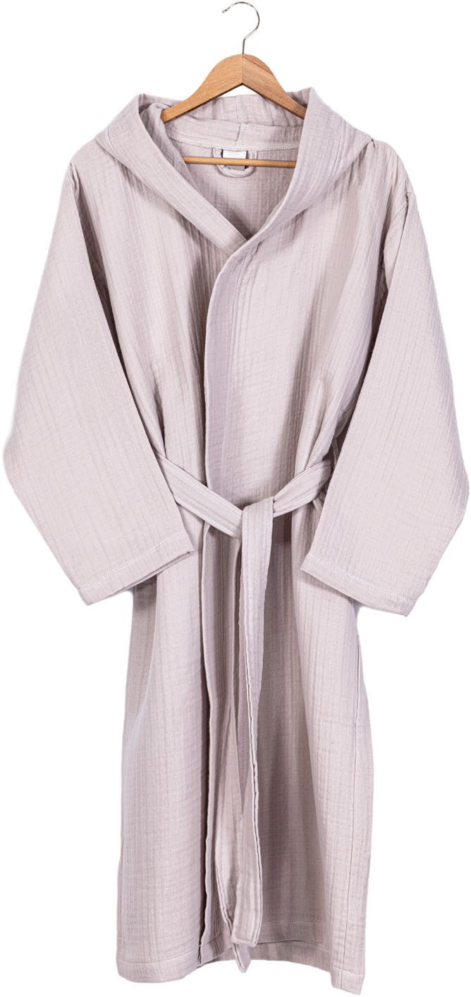 Egeria Morgenmantel Balance mit Kapuze, Baumwolle, Kapuze, Gürtel, Musselinstoff