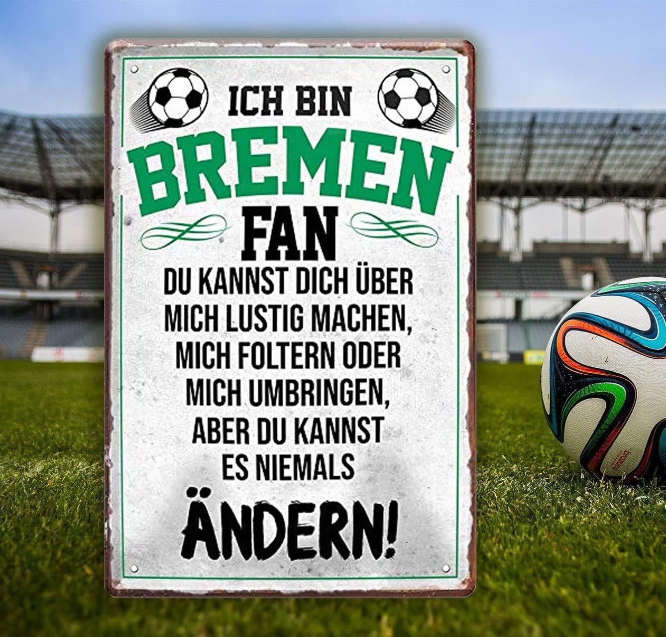 schilderkreis24 Metallschild Blechschild Ich bin Bremen Fan 20x30cm