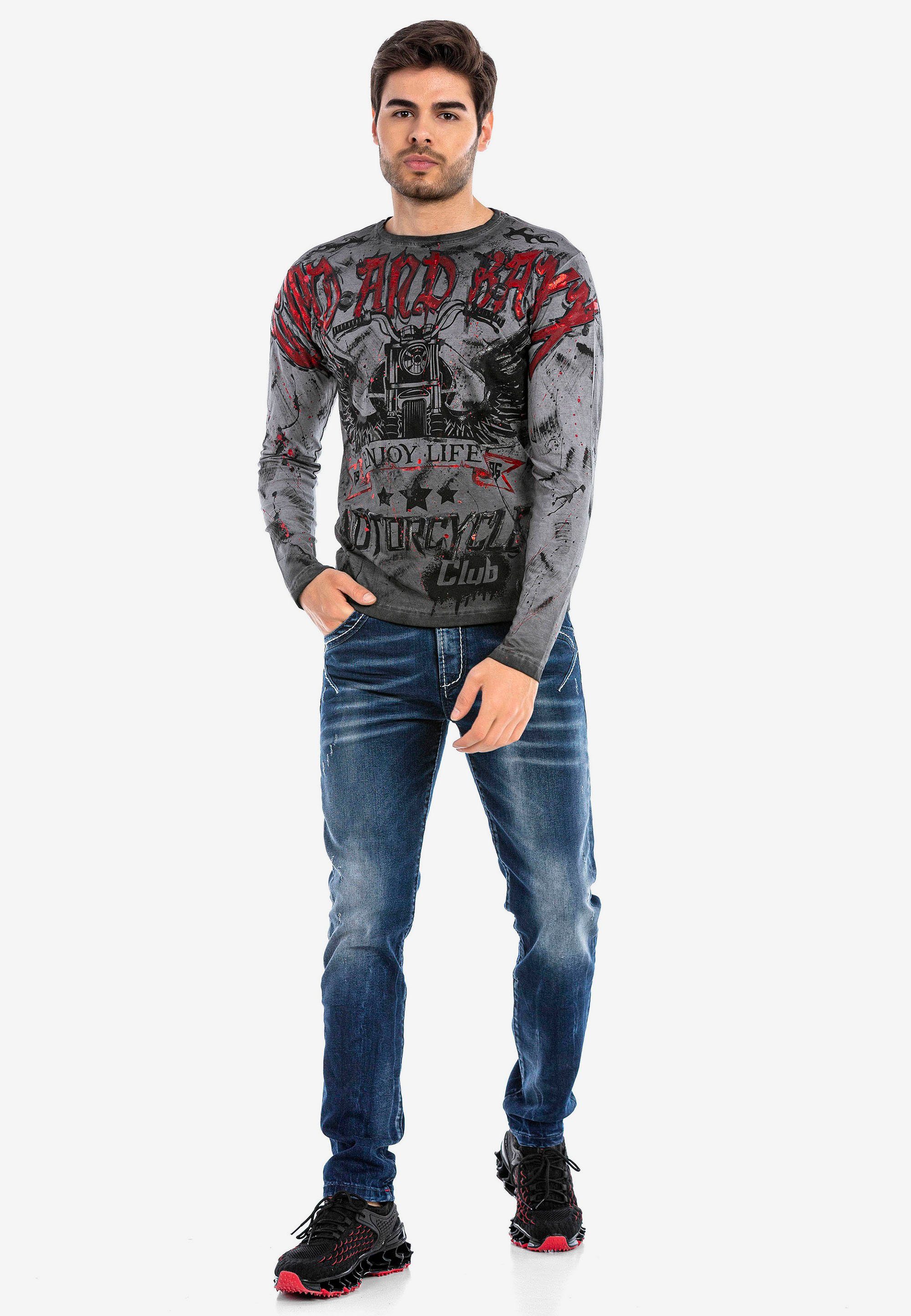 Allover-Print Baxx mit & trendigem Cipo Langarmshirt