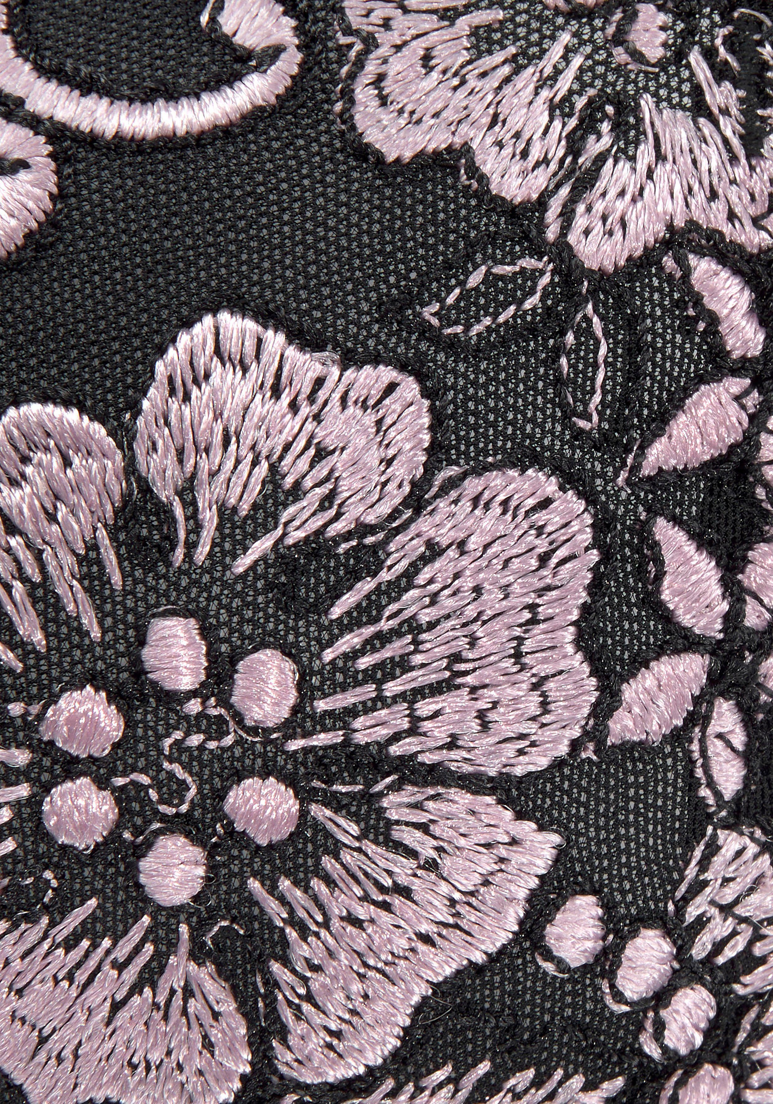 Dessous schwarz-rose Spitze, Zierschnürung Bügel-BH und mit Wanda LASCANA Stickerei
