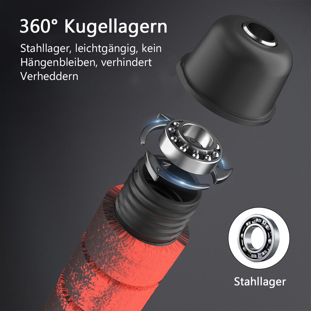 TUWENA Springseil 3m Springseil, Rutschfestes Trainingsseile mit 360°-Kugellager, Verstellbar Memory Foam-Griffe für Fitness & Ausdauer & Seilspringen