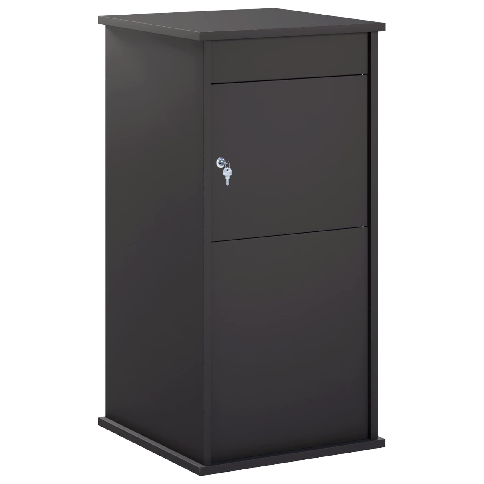 vidaXL Briefkasten 50 x 52 x 100 cm Briefkasten Schwarz 50x52x100 cm Stahl Abschließbar