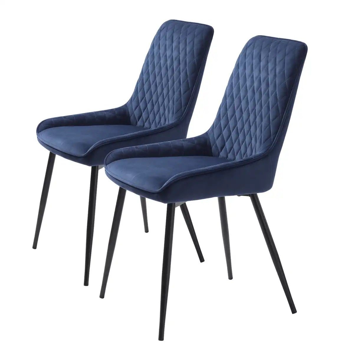 Stuhl aus Blau Samt in Blau mit Absetzungen in Metall Schwarz Lackiert