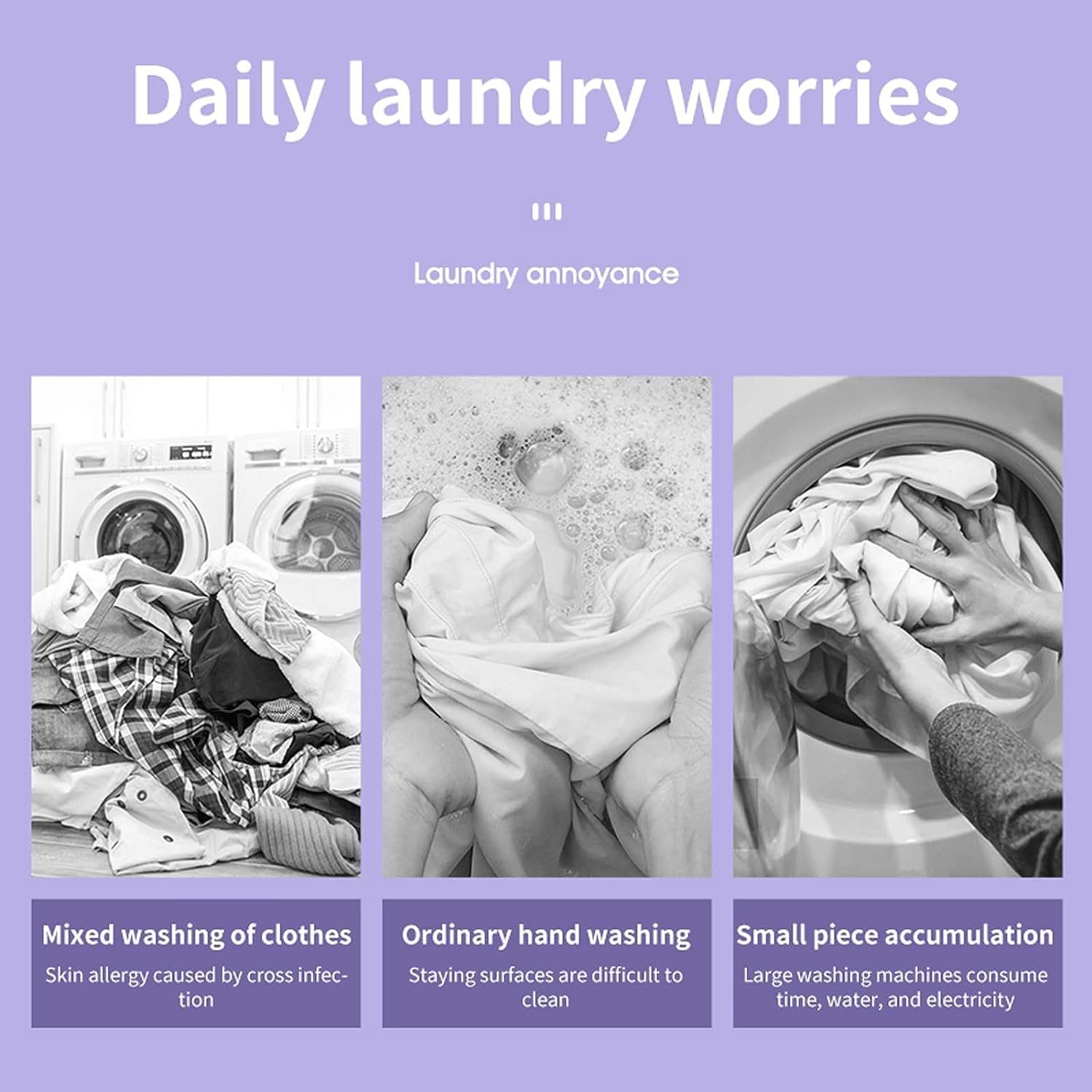 Mini Lila Waschmaschine Faltbare Wäscheschleuder,8L Welikera Wohnmobil,Reisen Wäscheschleuder für