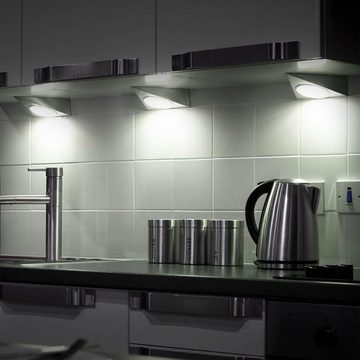 oyajia LED Unterbauleuchte Edelstahl Dreieck Lampe Einbaustrahler Küchenbeleuchtung Schranklicht, LED fest integriert, Kaltweiß, Einbaustrahler Vitrinenleuchten Möbelleuchte