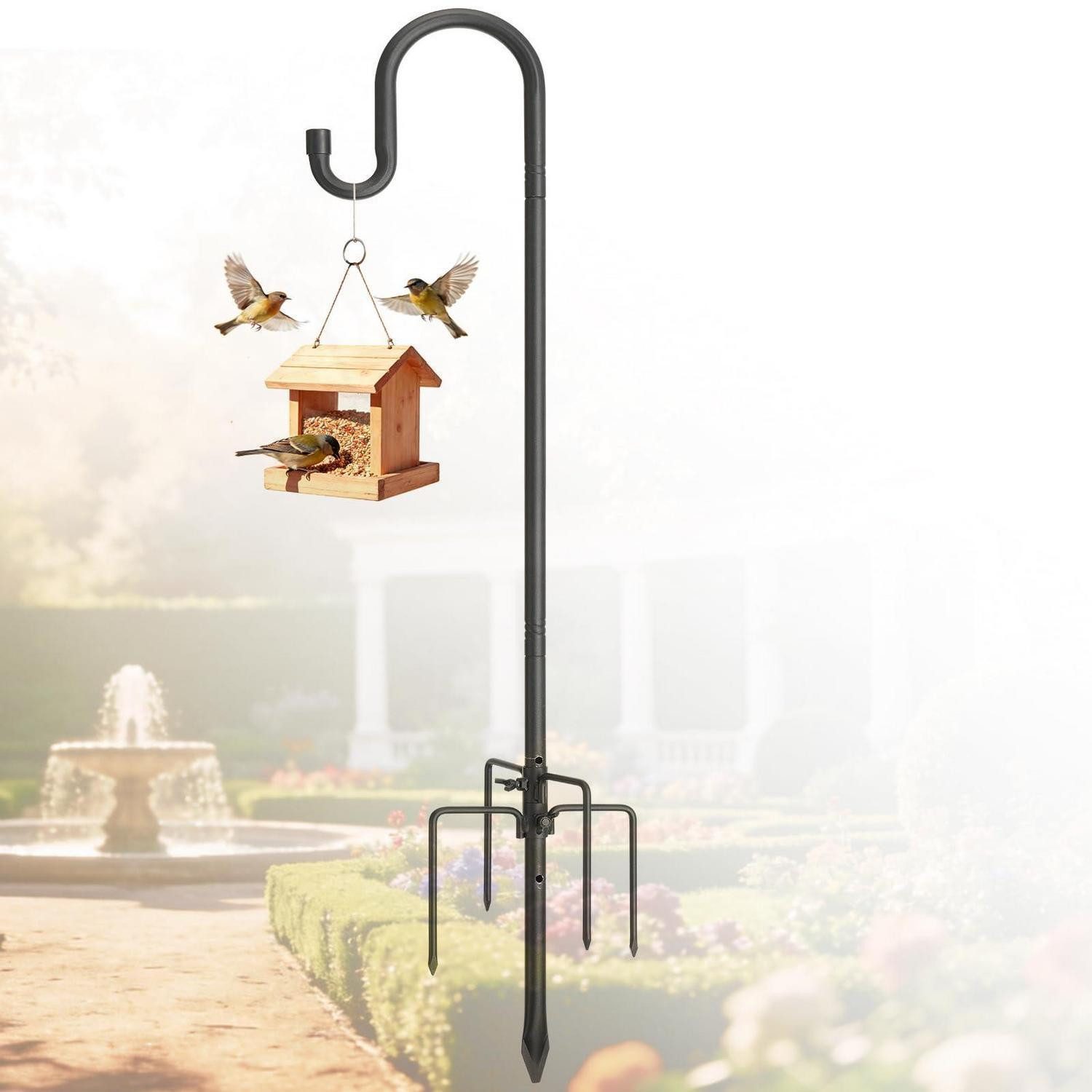 LuxusKollektion Vogelhaus Schäferhaken 195cm Schwarz 20mm Extra Stabil