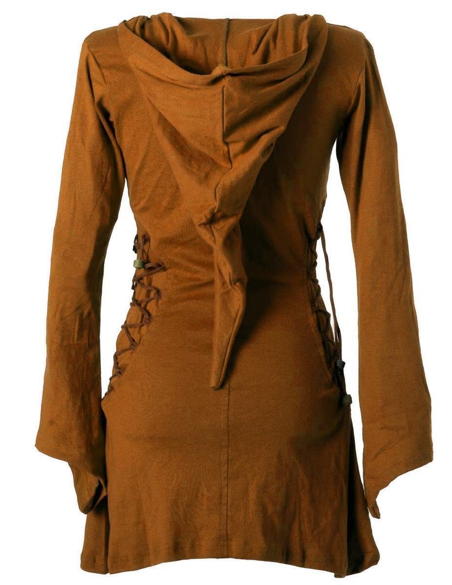 Vishes Zipfelkleid Elfenkleid mit Zipfelkapuze Bändern zum Schnüren Ethno, Hoody, Gothik Style