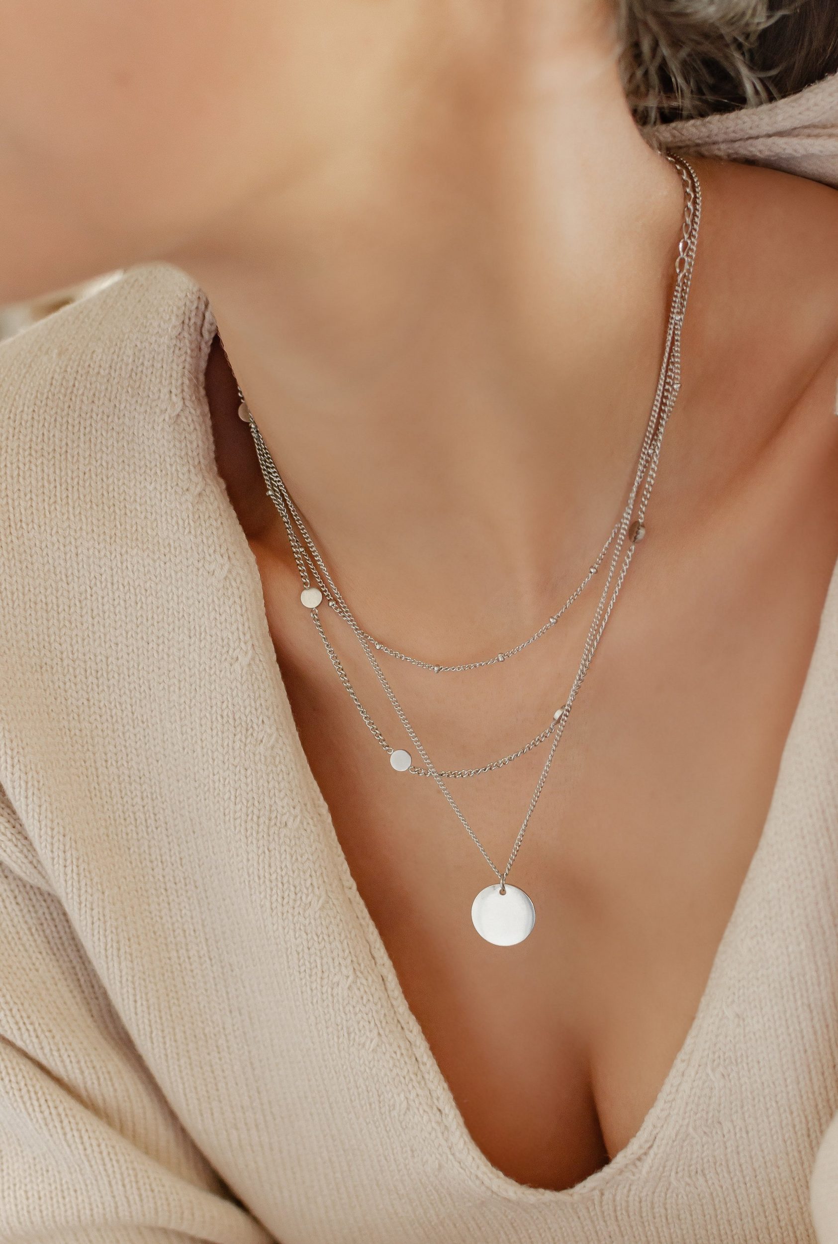 Hey Happiness Collier-Set Geo Plättchen Kette in Set, Layer Edelstahlkette, günstig online kaufen