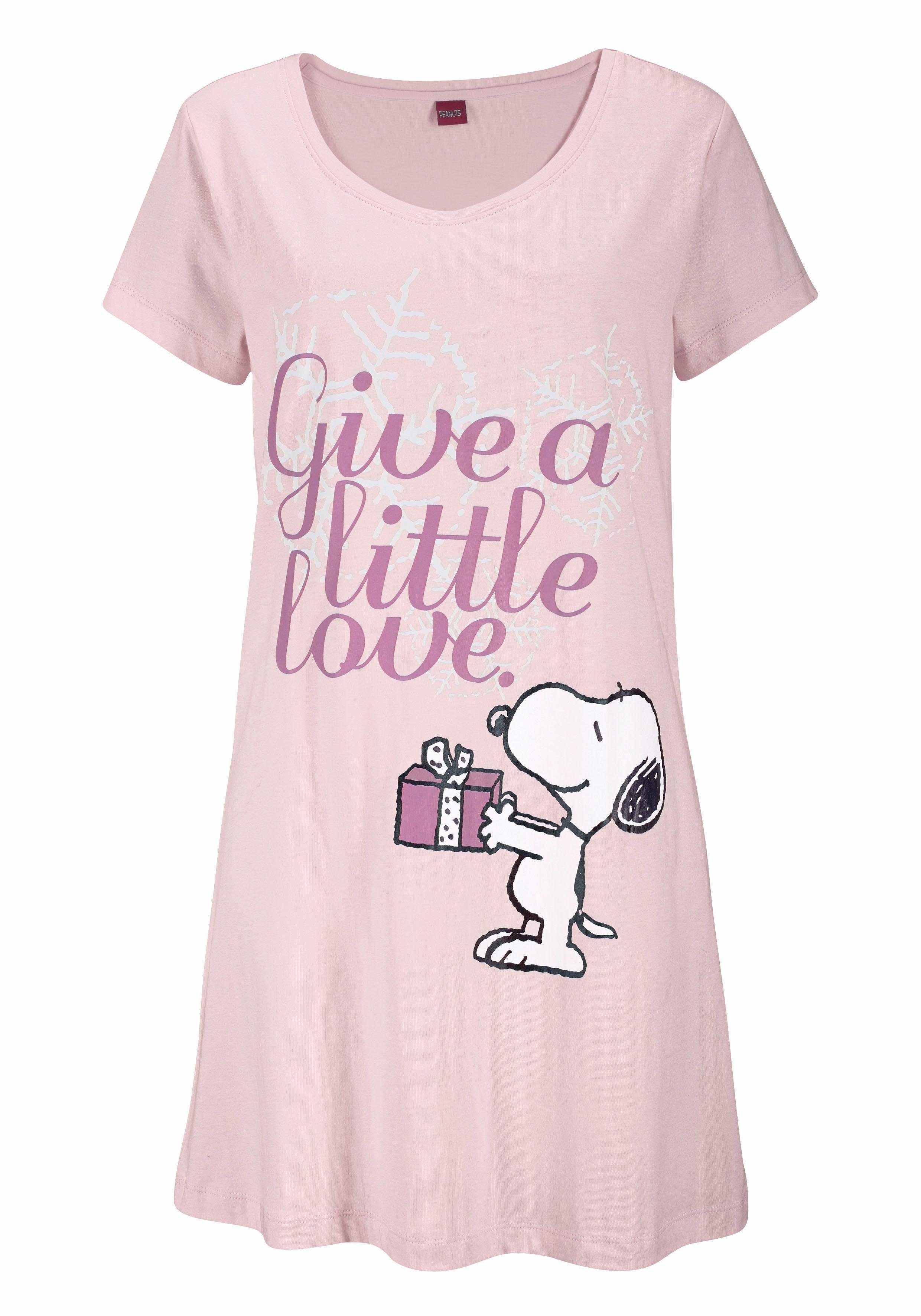 Snoopy-Print Minilänge Sleepshirt PEANUTS in mit rosa