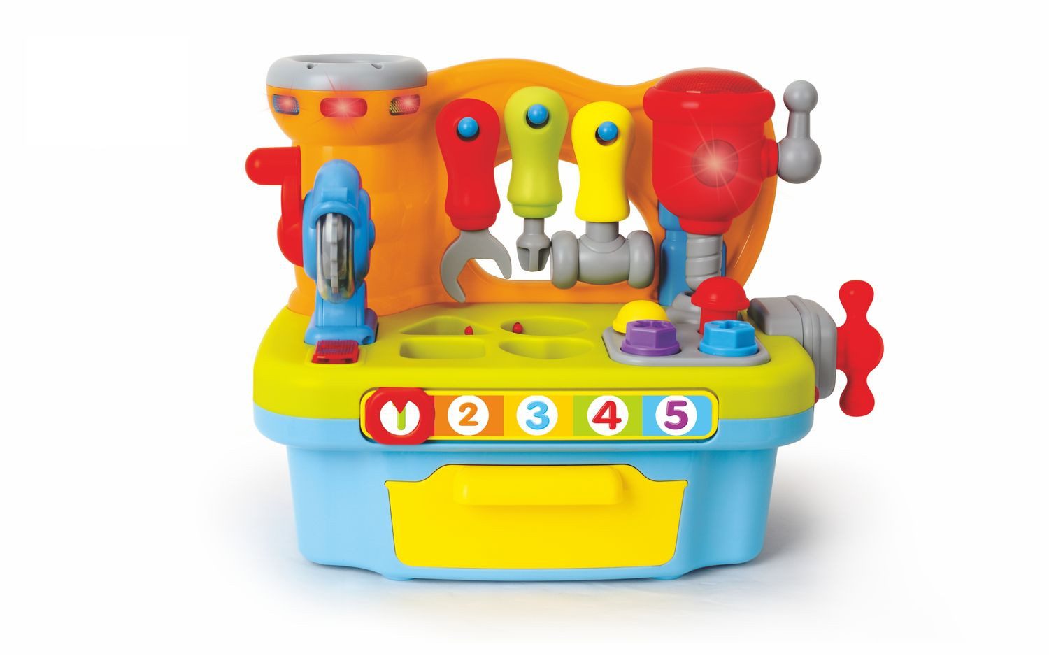 Moni Spielwerkzeug Miniwerkstatt Kinderwerkzeug, Musik, Licht, Schrauben, Formsortierspiel, Kinderwerkzeug, Motorik