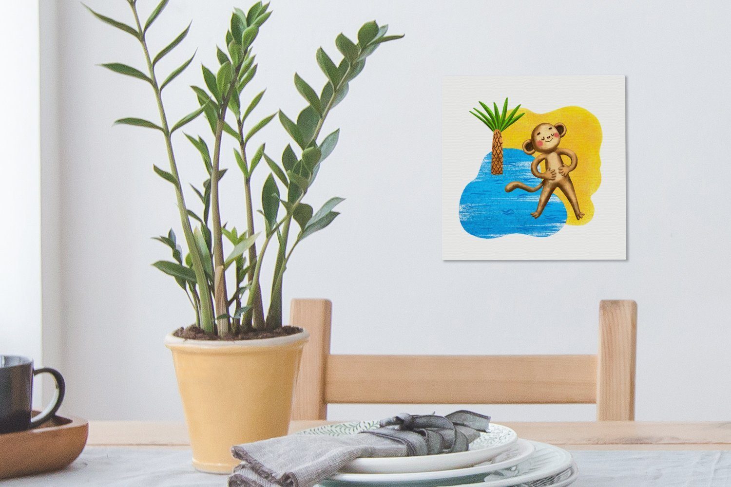 Schlafzimmer Bilder - Affe St), Leinwand Meer, - Leinwandbild Palme für OneMillionCanvasses® (1 Wohnzimmer