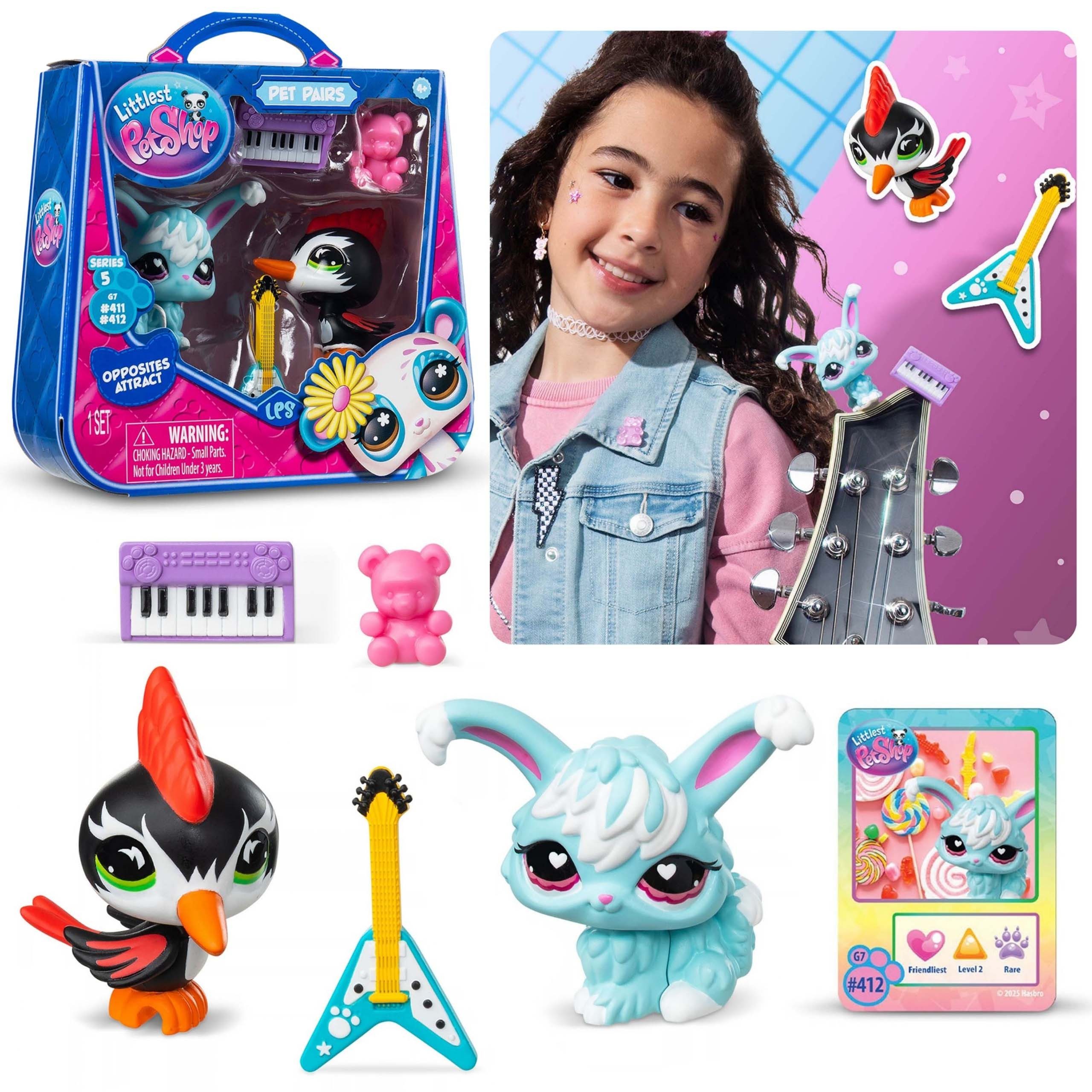 Sarcia.eu Spielfigur Littlest Pet Shop PUNK & PASTEL Set #411 #412 + Zubehör, 4+