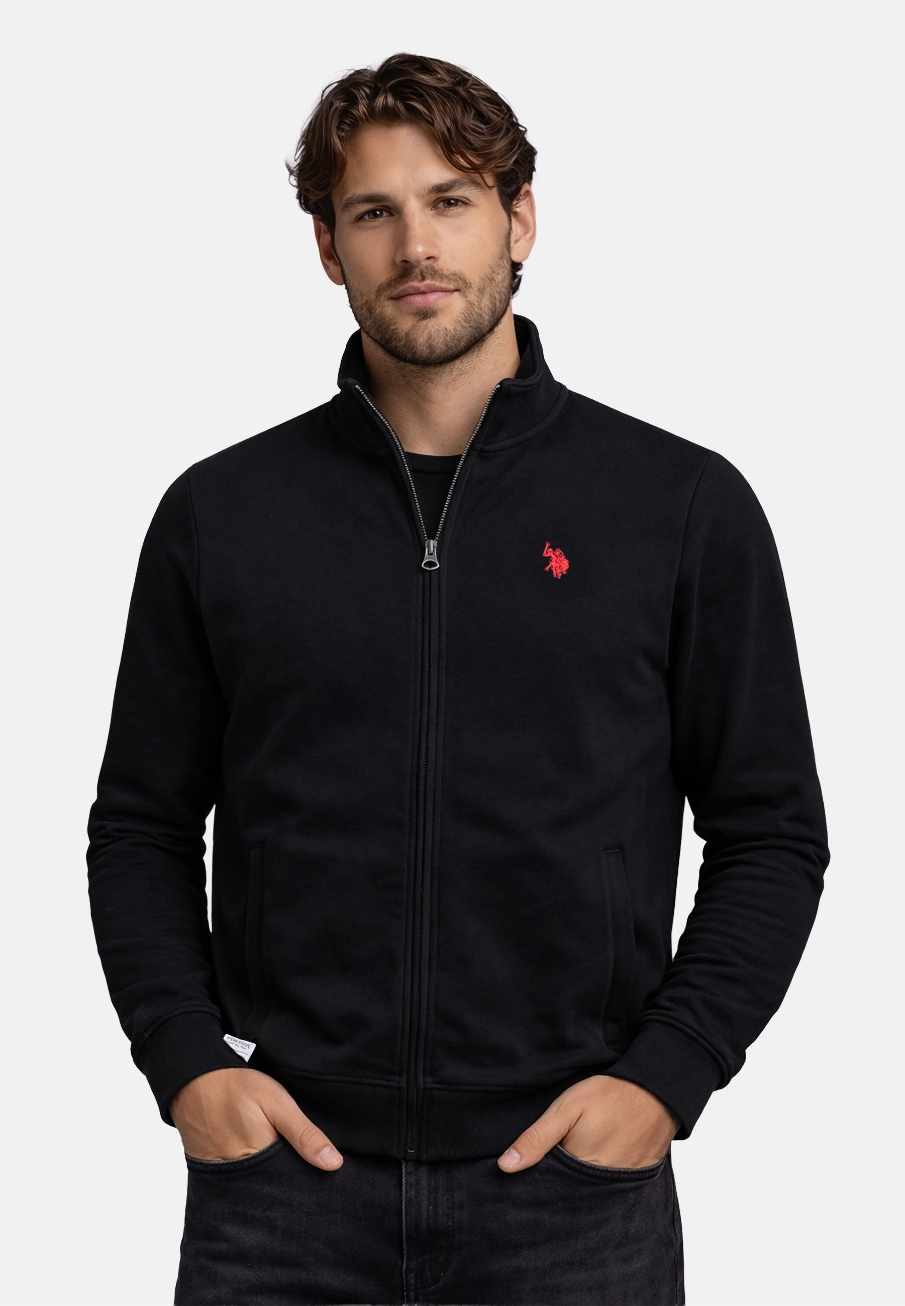 U.S. Polo Assn. Sweatjacke USBraady – Herren Jacke mit Stehkragen Sportlicher Stehkragen, Reißverschluss, seitliche Taschen