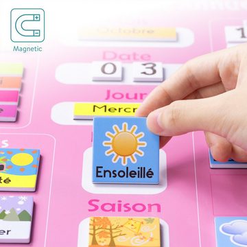Navaris Magnettafel Kinderkalender - Lerntafel Uhr/Jahreszeiten - Französisch, (1-tlg)