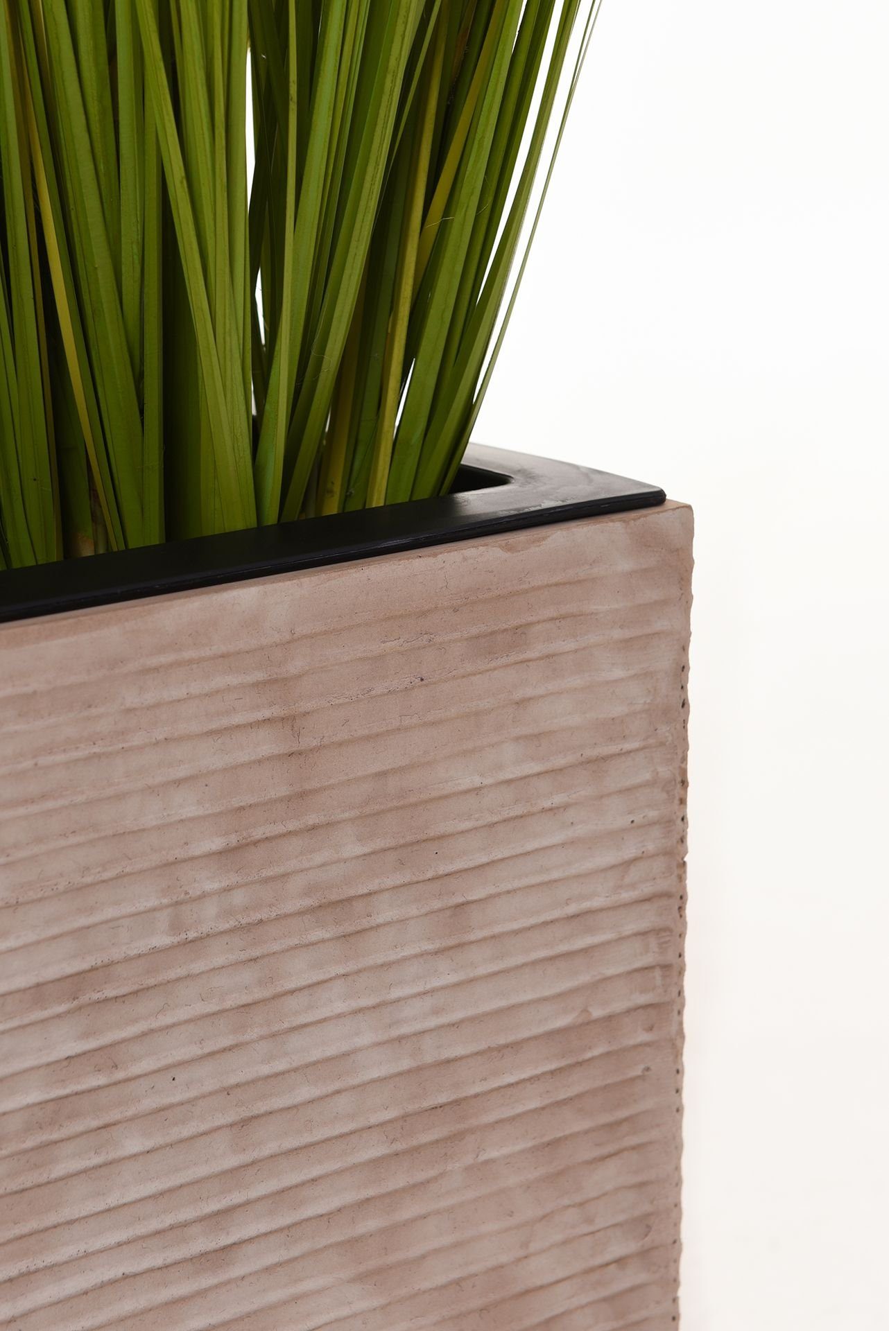 Thumbnail - VIVANNO Pflanzkübel Pflanzkübel Blumenkübel Fiberglas "Block" Würfel, Beige gestreift -